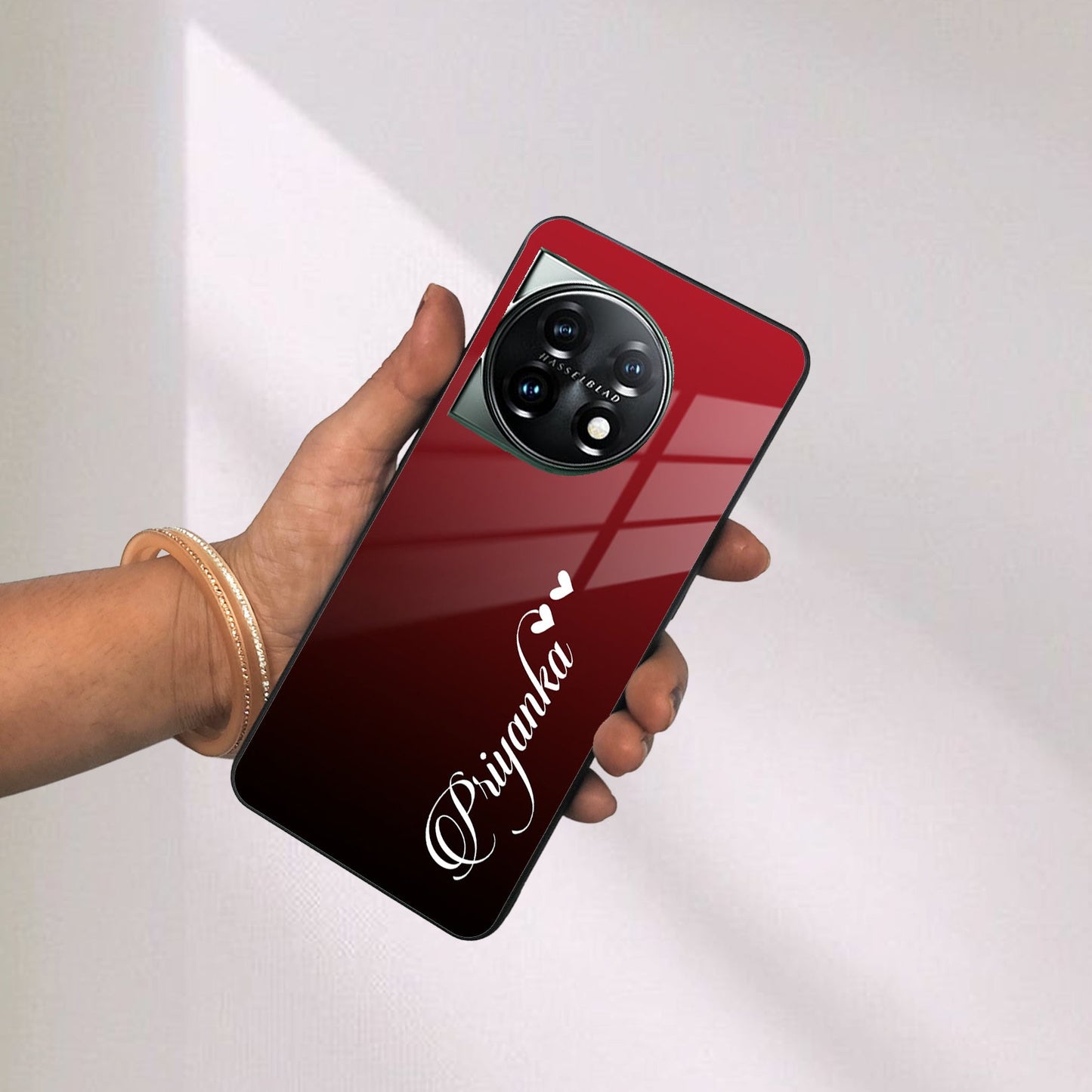 Customize Name Gradient Glass Case Cover Red Wine For Oneplus