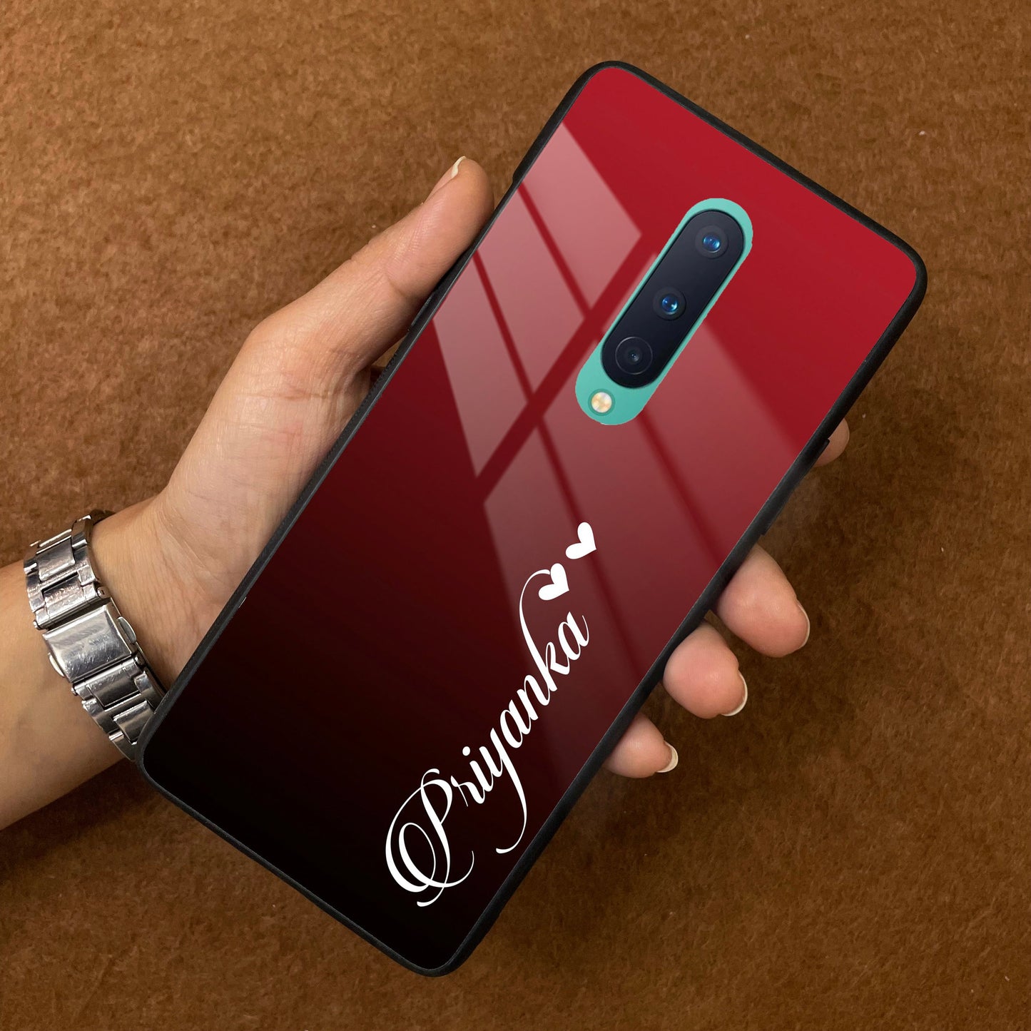 Customize Name Gradient Glass Case Cover Red Wine For Oneplus