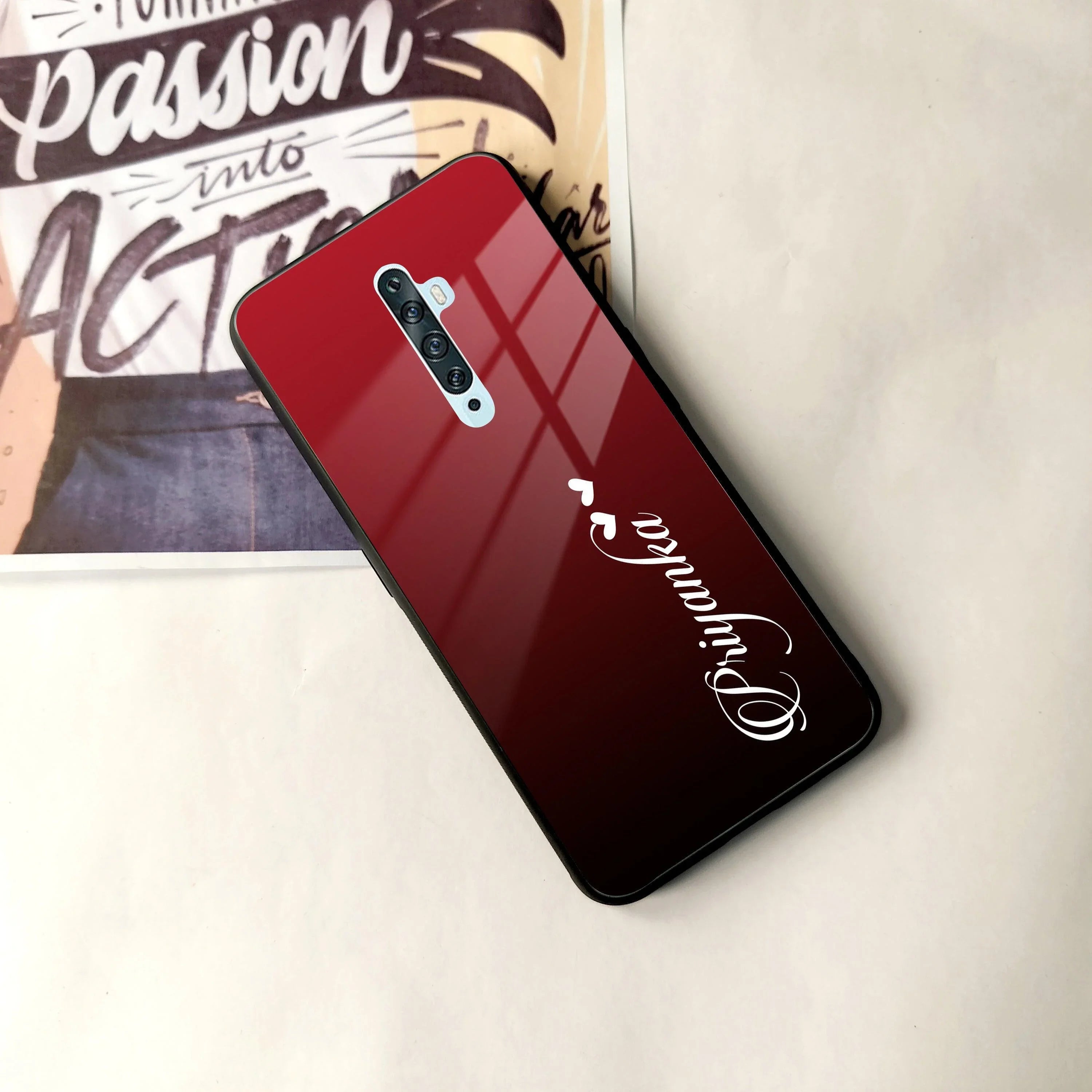 Customize Name Gradient Glass Case Cover Red Wine For Oppo - ShopOnCliQ