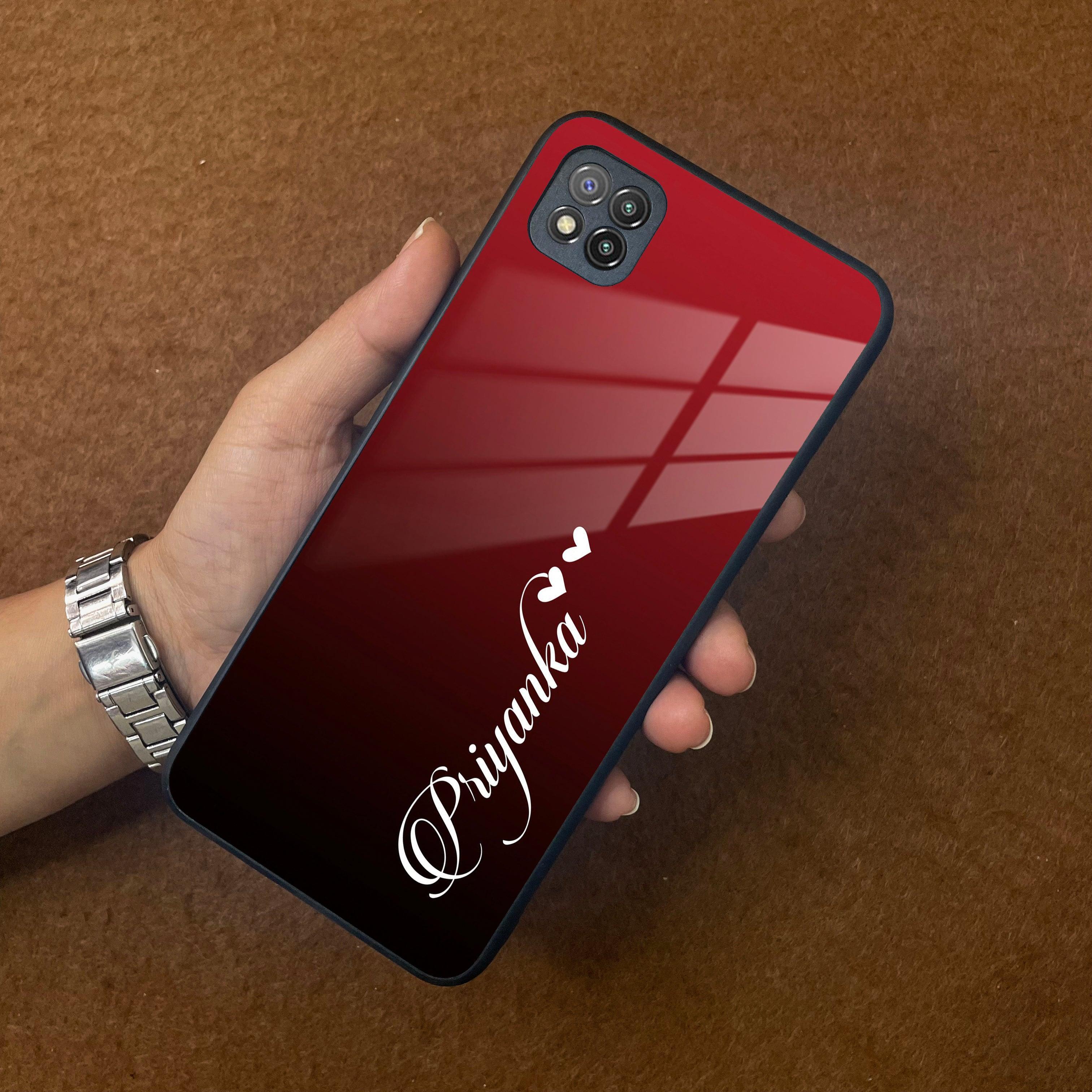 Customize Name Gradient Glass Case Cover Red Wine For Poco - ShopOnCliQ
