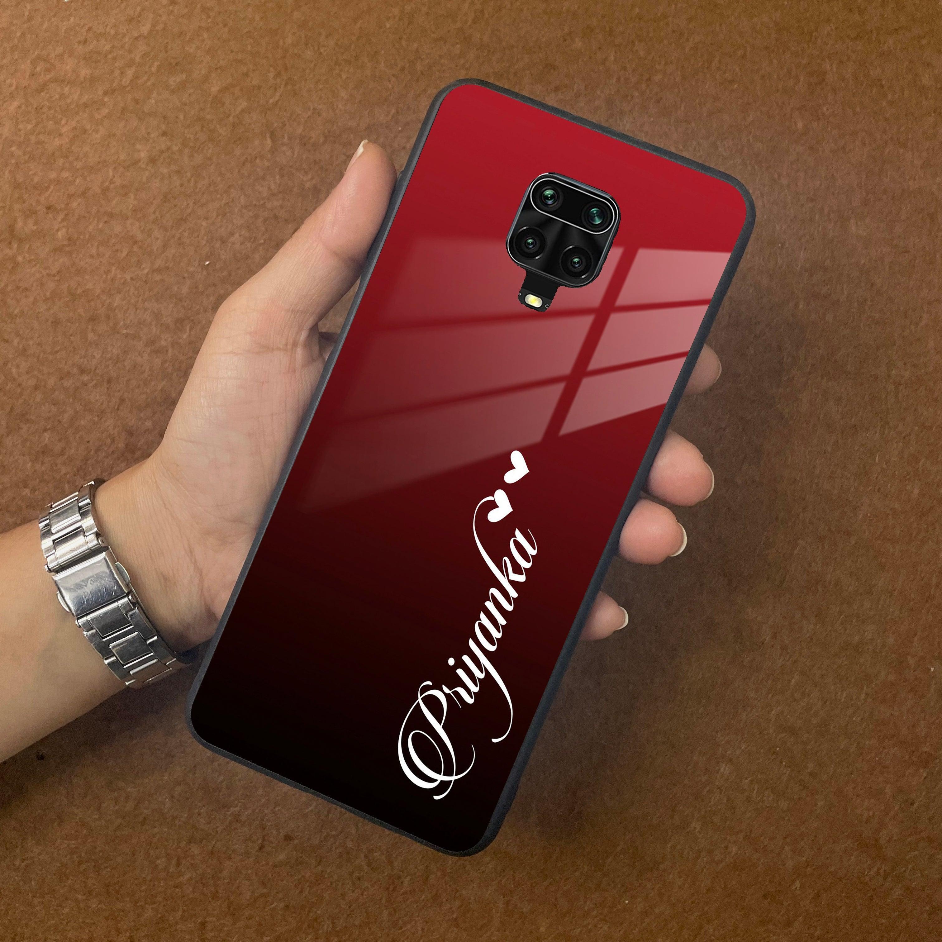 Customize Name Gradient Glass Case Cover Red Wine For Poco - ShopOnCliQ