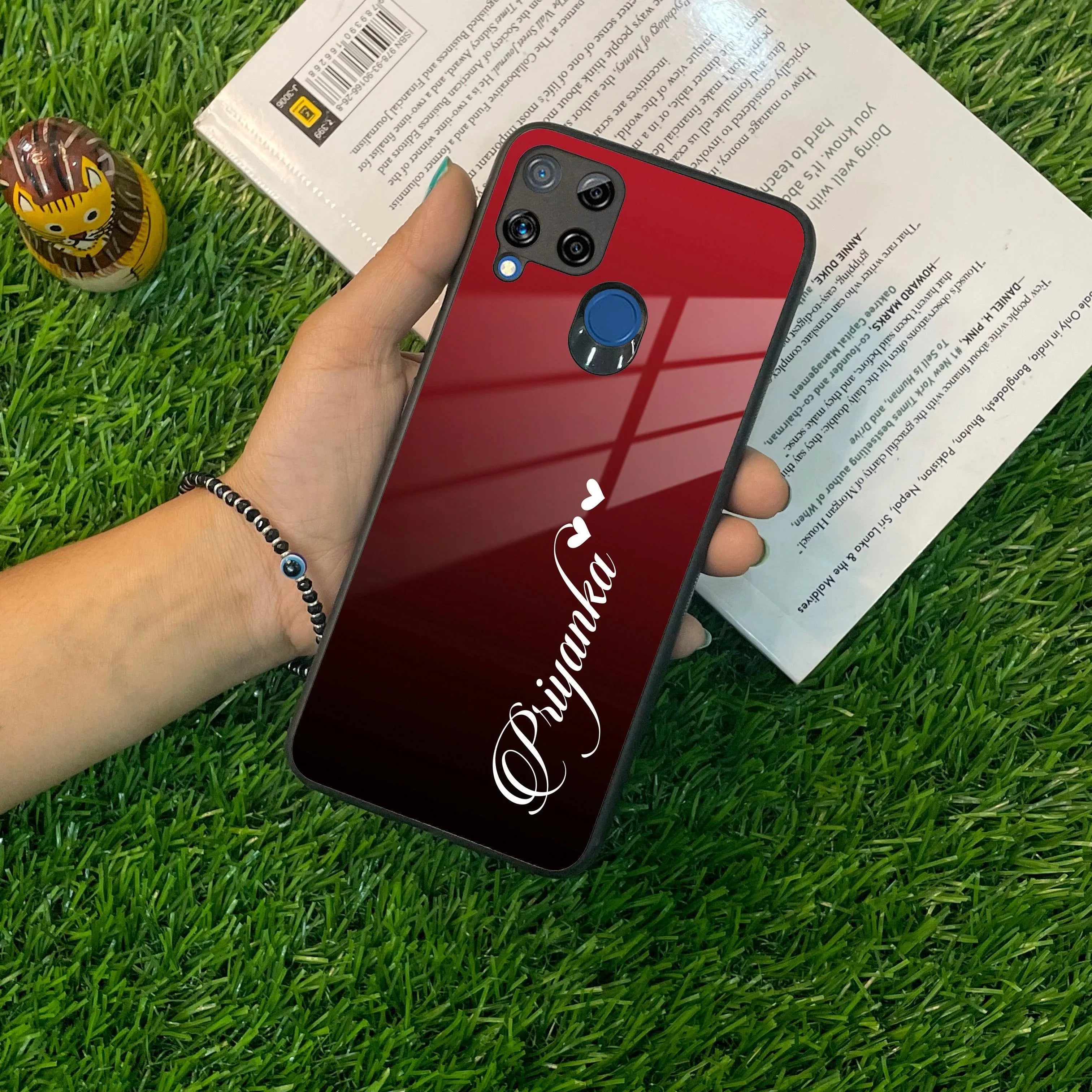 Customize Name Gradient Glass Case Cover Red Wine For Realme/Narzo - ShopOnCliQ