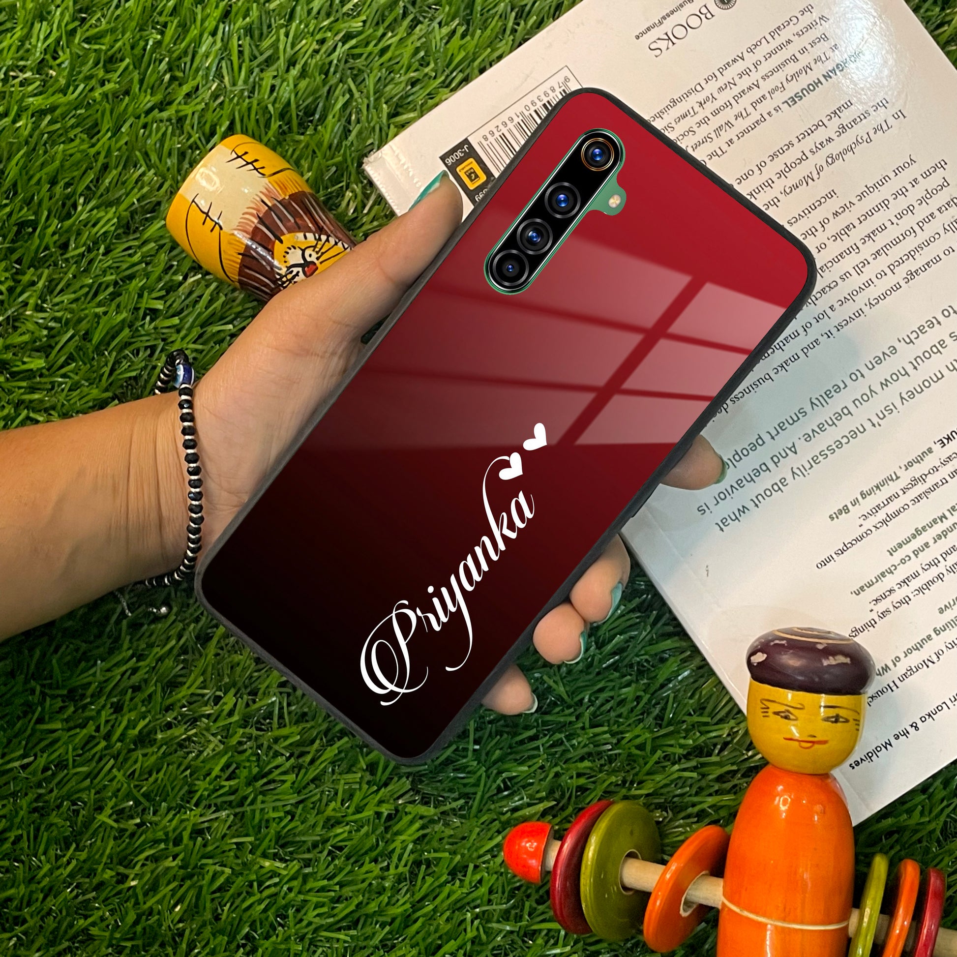 Customize Name Gradient Glass Case Cover Red Wine For Realme/Narzo ShopOnCliQ