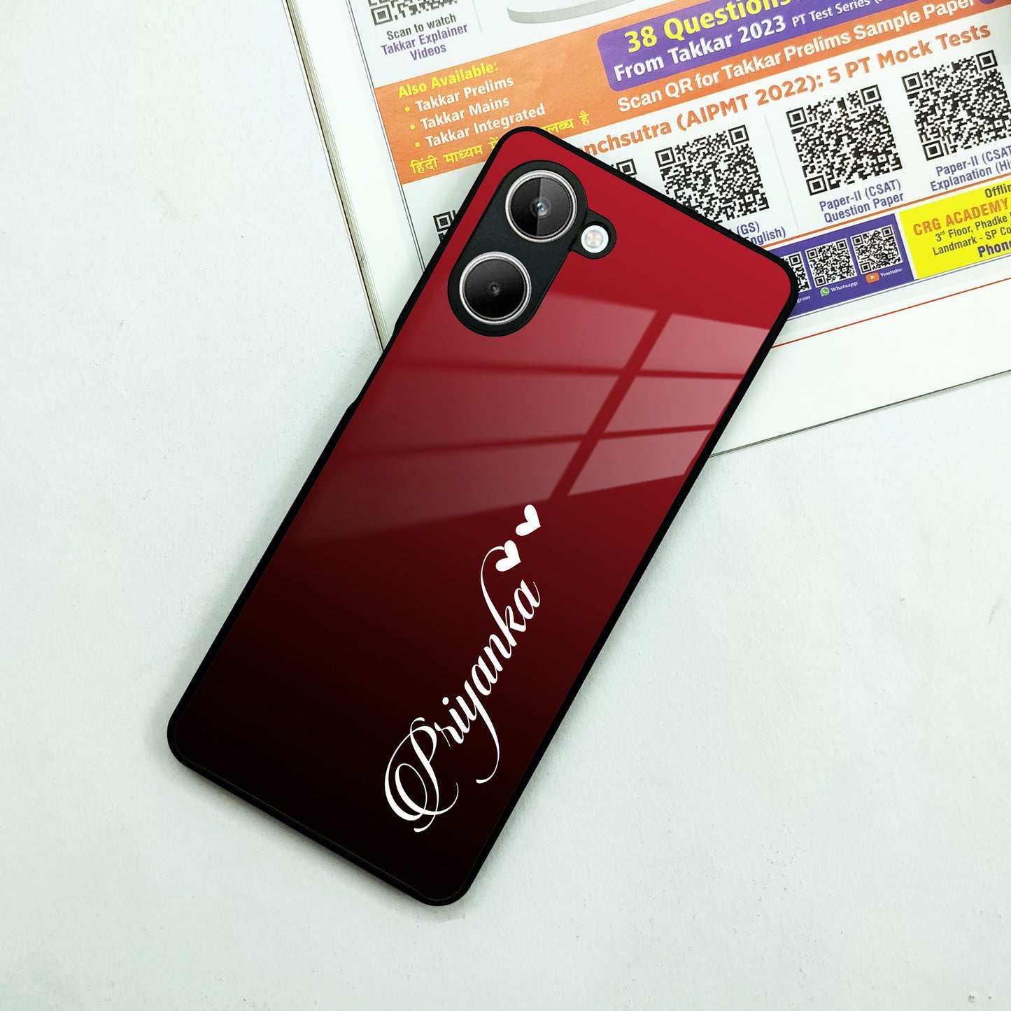 Customize Name Gradient Glass Case Cover Red Wine For Realme/Narzo ShopOnCliQ