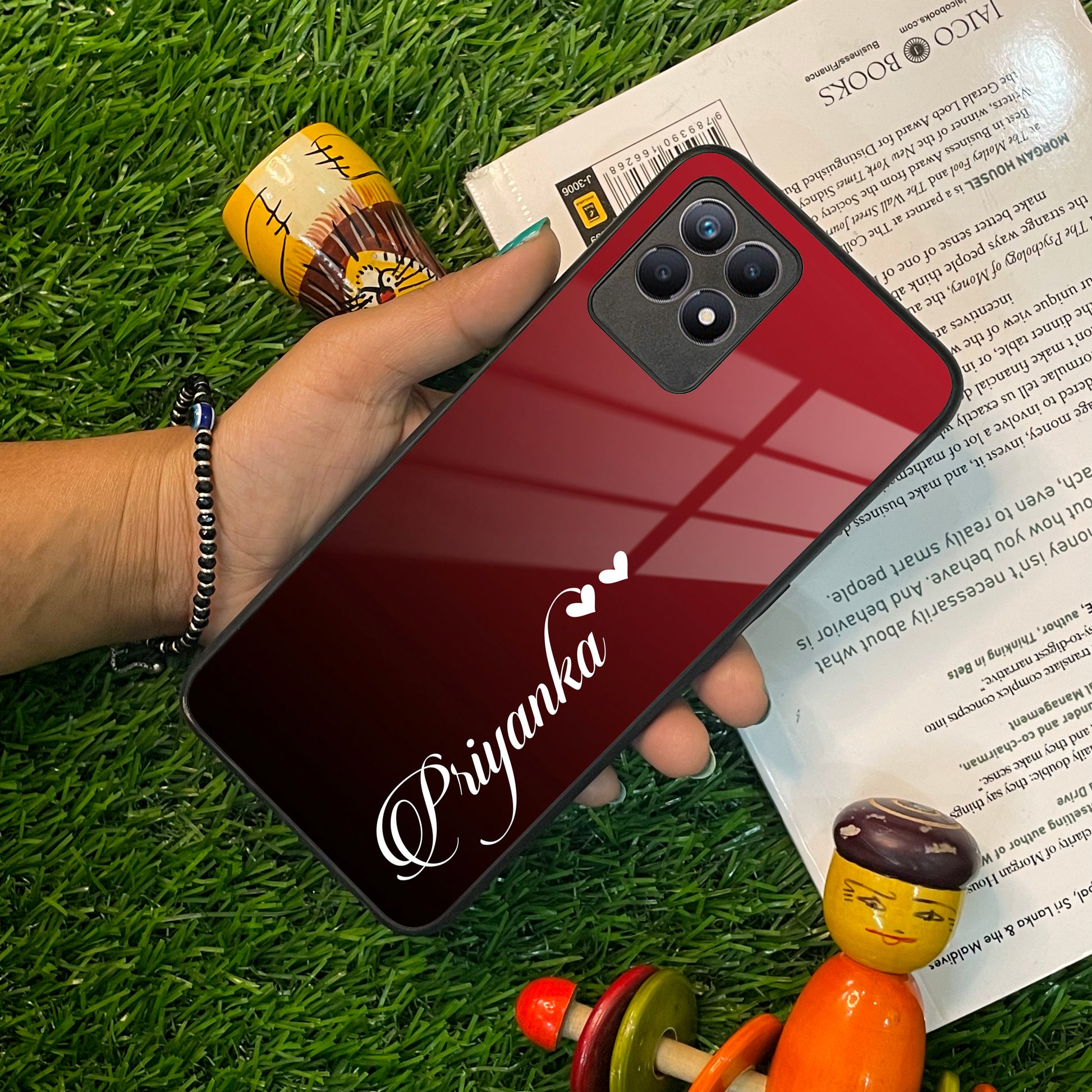 Customize Name Gradient Glass Case Cover Red Wine For Realme/Narzo ShopOnCliQ