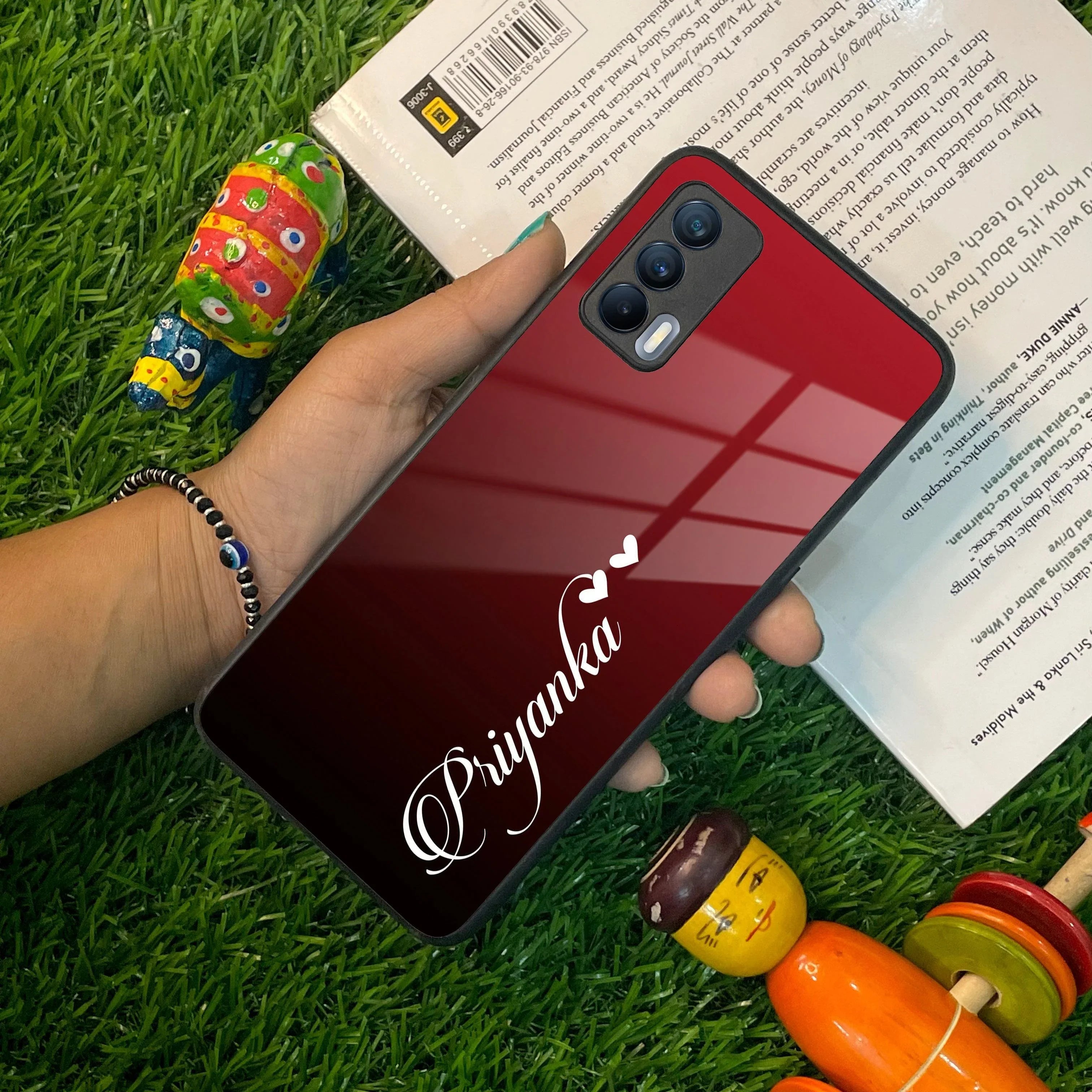 Customize Name Gradient Glass Case Cover Red Wine For Realme/Narzo - ShopOnCliQ