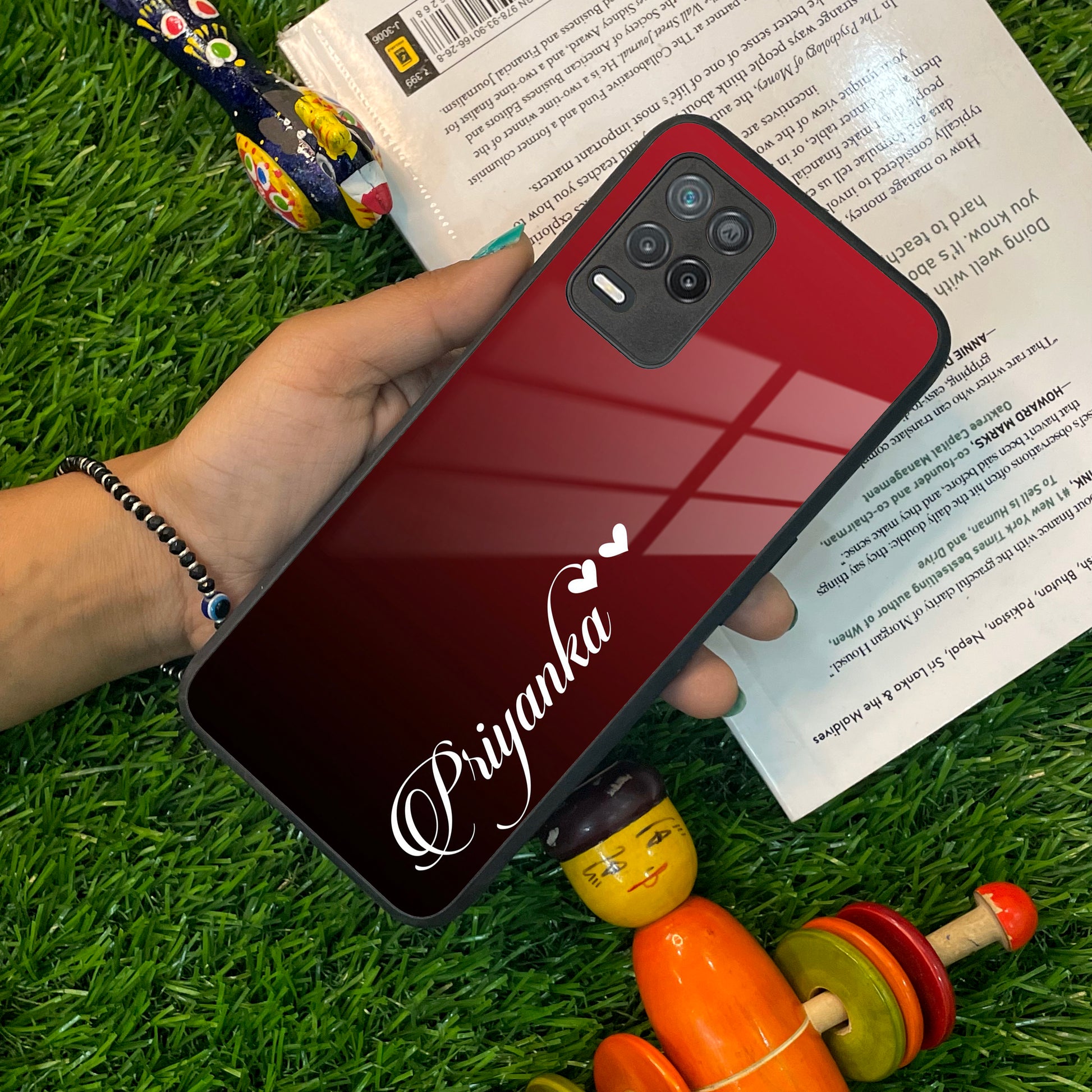 Customize Name Gradient Glass Case Cover Red Wine For Realme/Narzo ShopOnCliQ