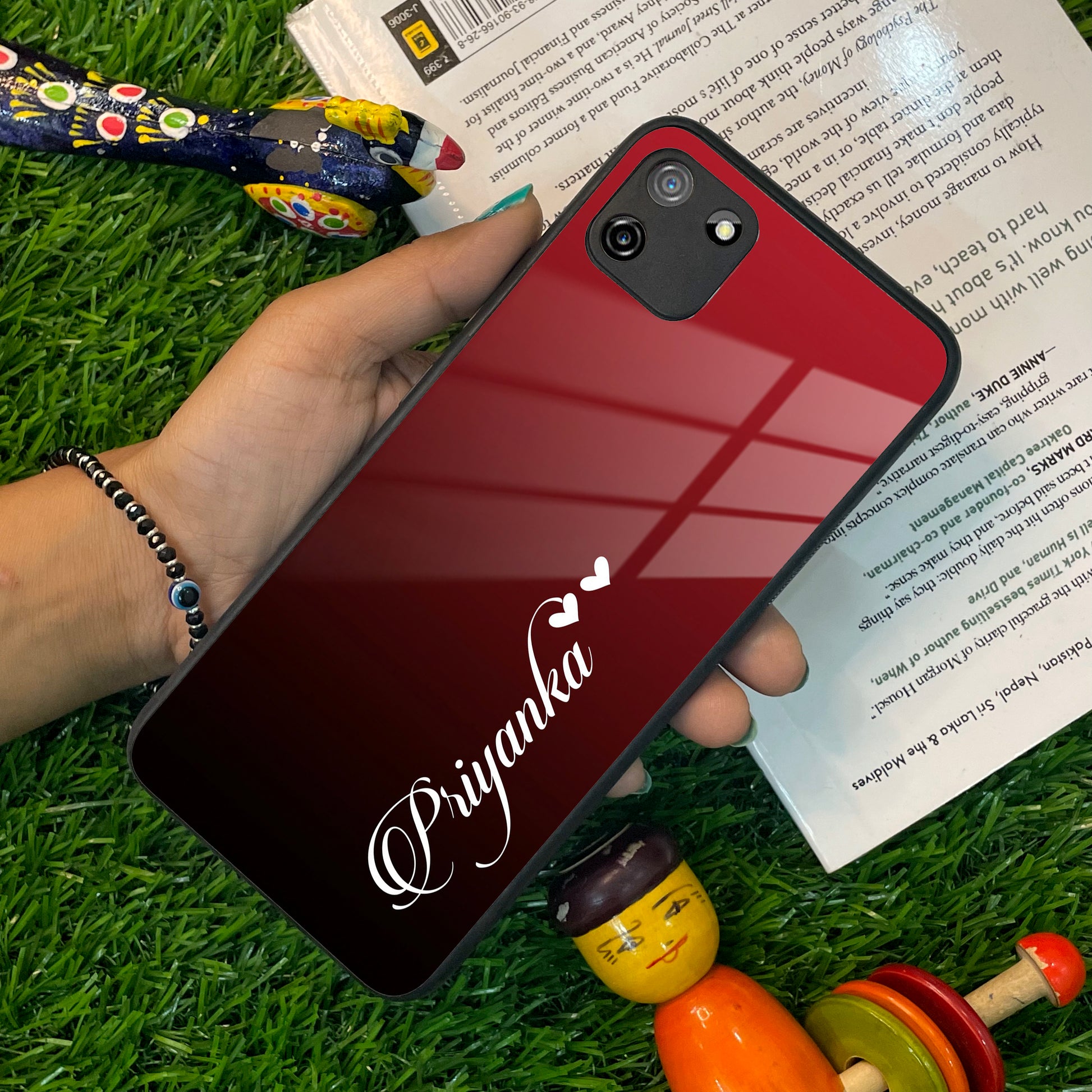 Customize Name Gradient Glass Case Cover Red Wine For Realme/Narzo ShopOnCliQ