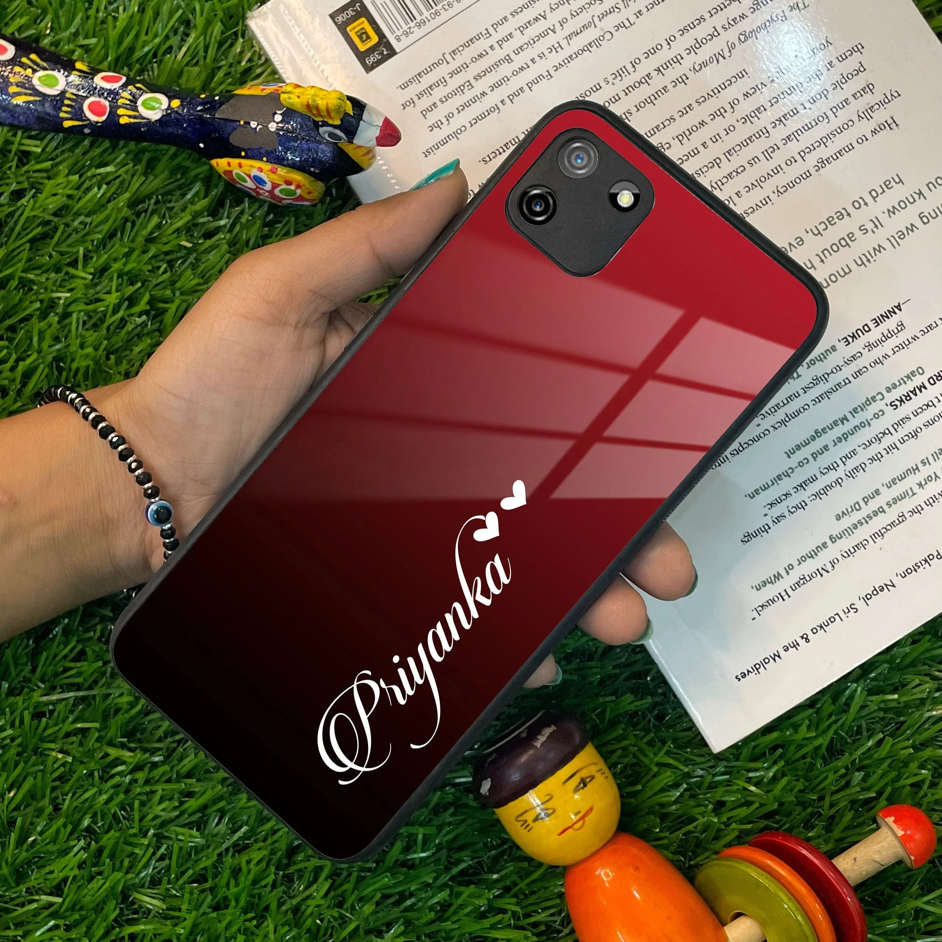 Customize Name Gradient Glass Case Cover Red Wine For Realme/Narzo - ShopOnCliQ