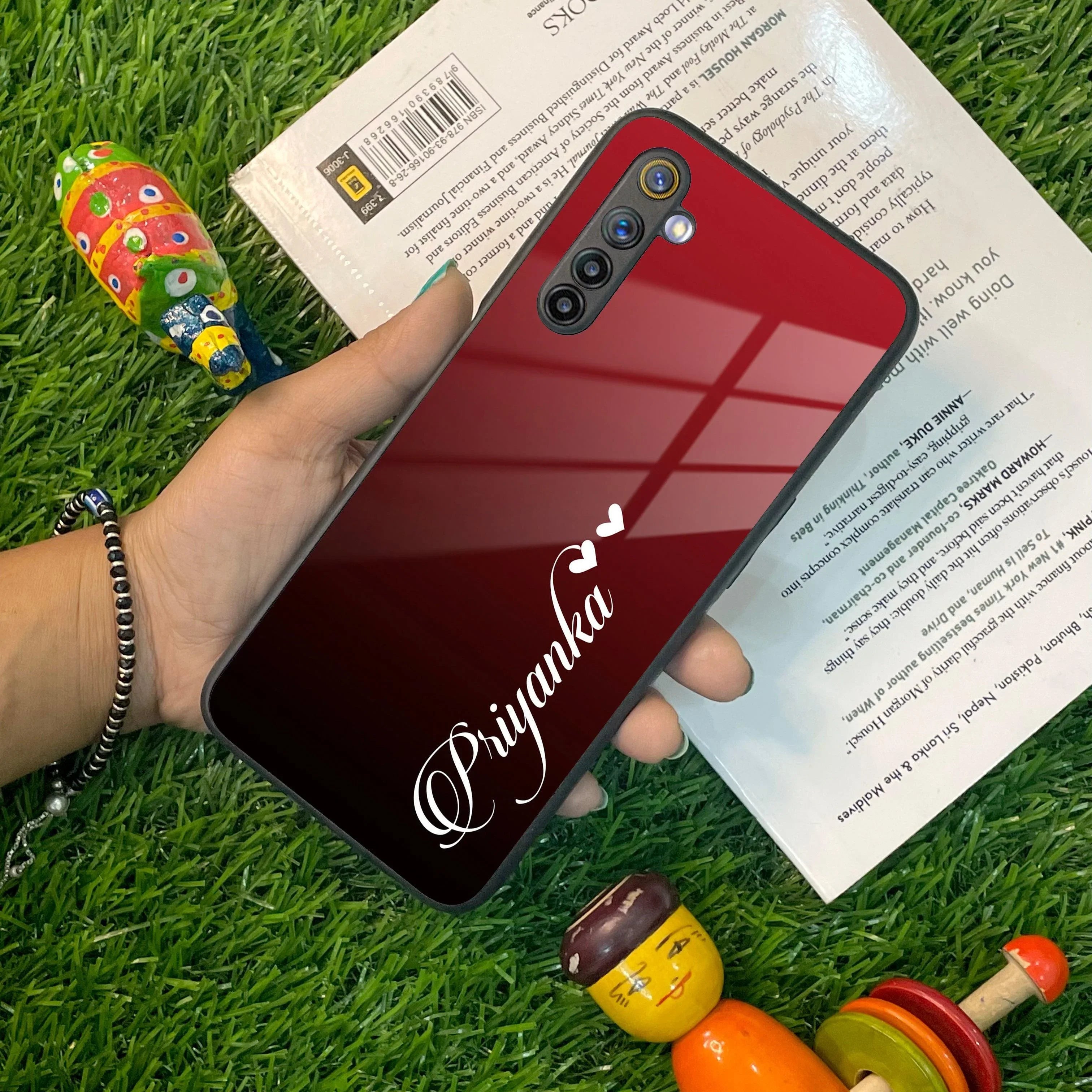 Customize Name Gradient Glass Case Cover Red Wine For Realme/Narzo - ShopOnCliQ