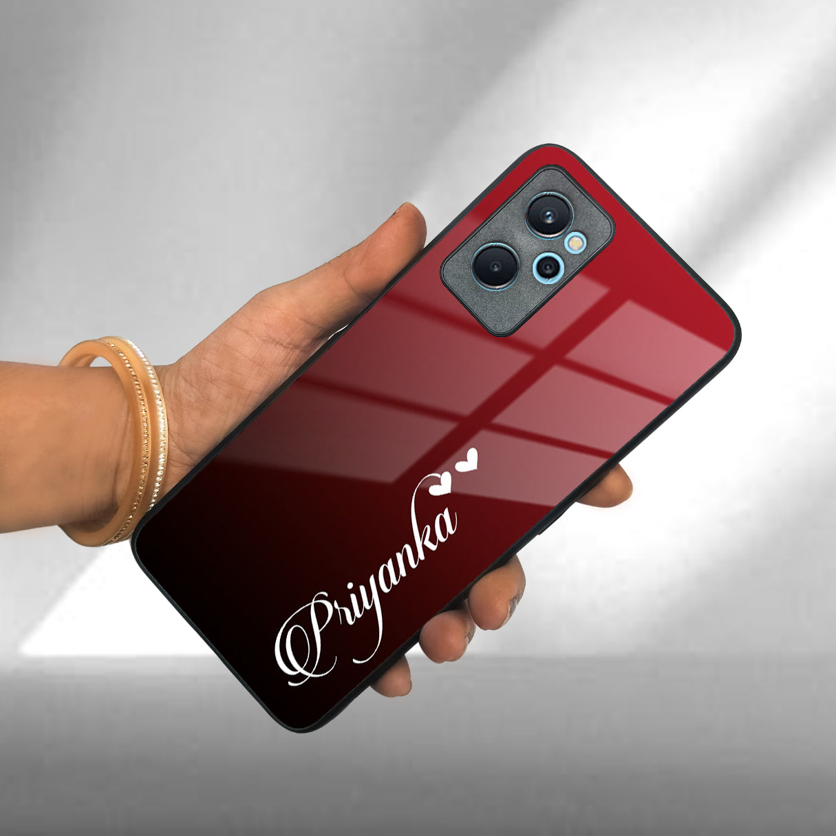 Customize Name Gradient Glass Case Cover Red Wine For Realme/Narzo ShopOnCliQ