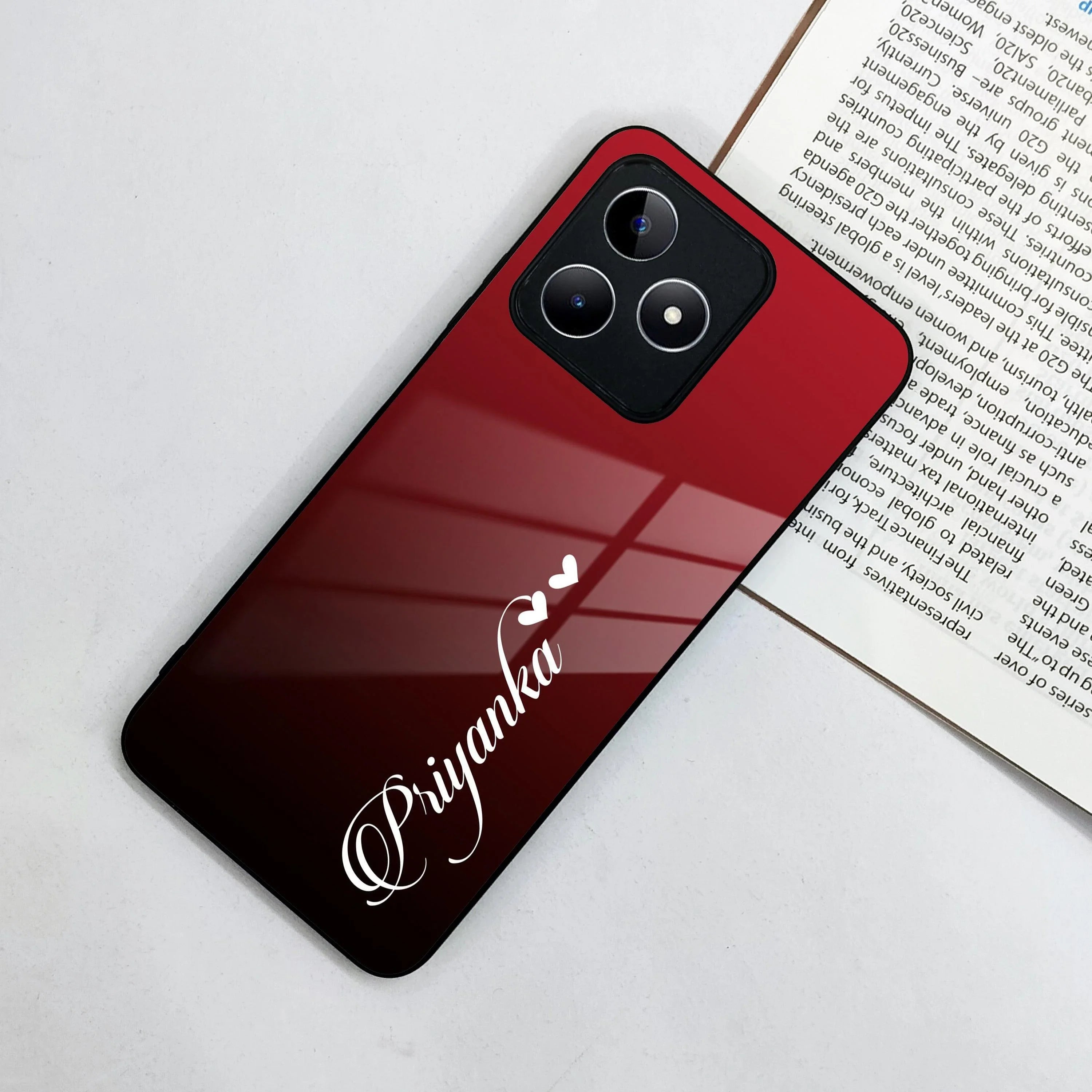 Customize Name Gradient Glass Case Cover Red Wine For Realme/Narzo - ShopOnCliQ