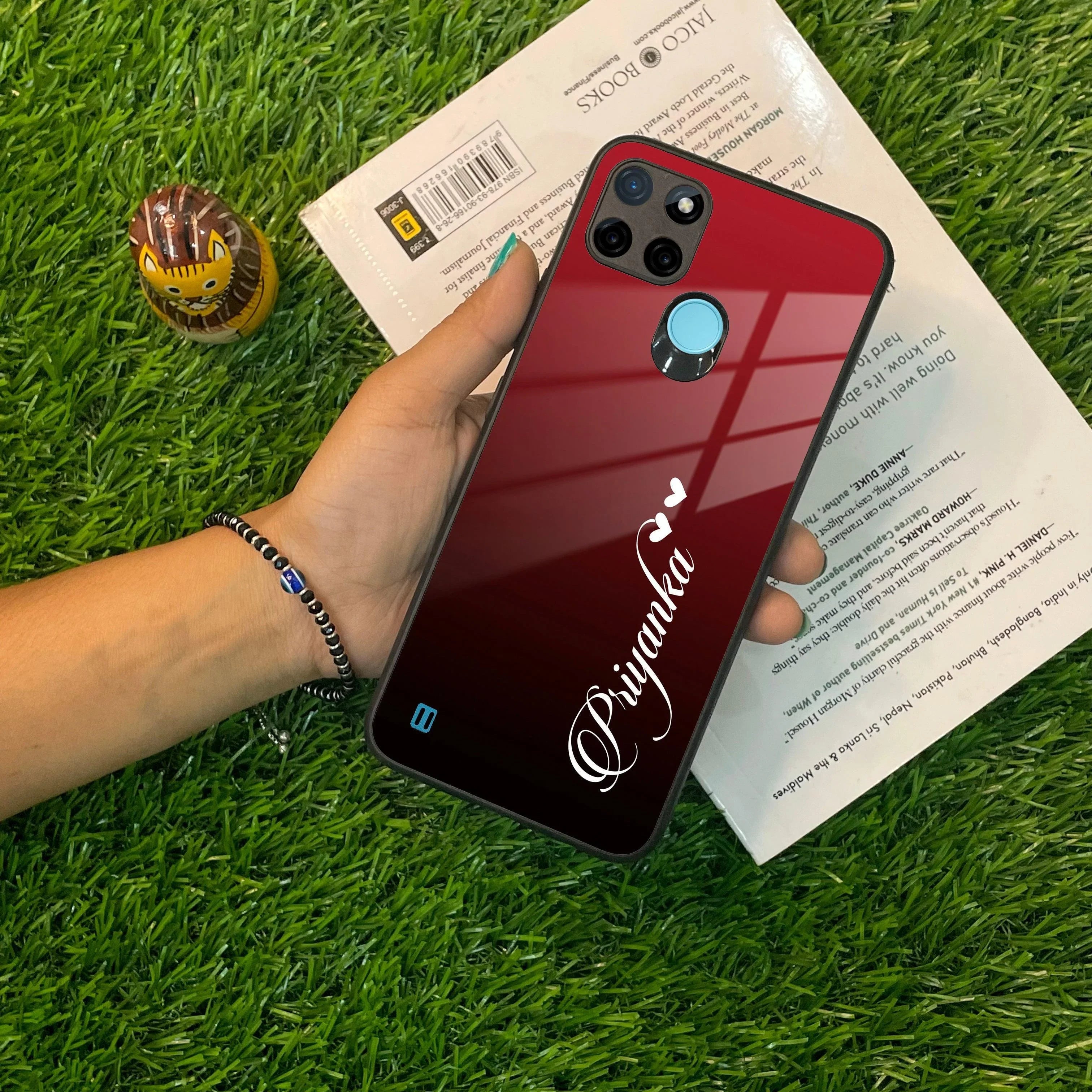 Customize Name Gradient Glass Case Cover Red Wine For Realme/Narzo - ShopOnCliQ