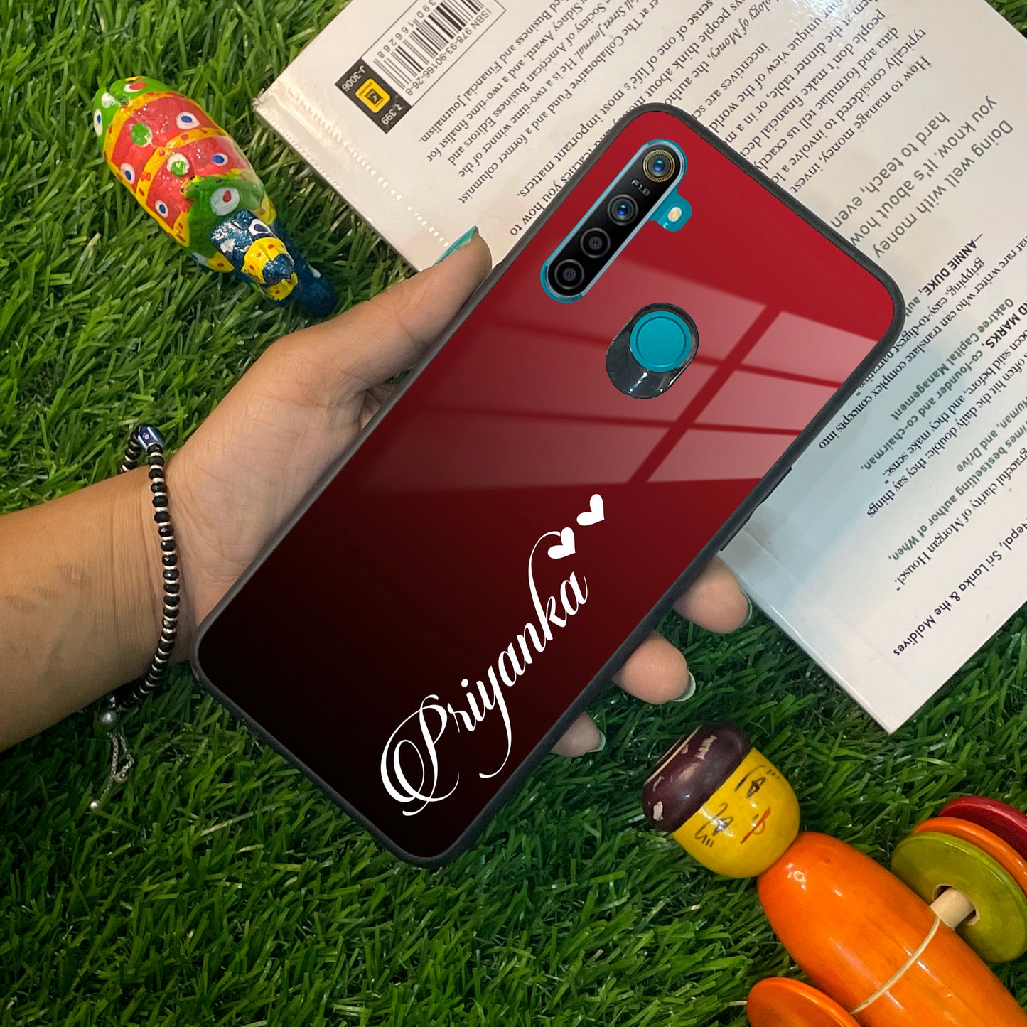 Customize Name Gradient Glass Case Cover Red Wine For Realme/Narzo ShopOnCliQ