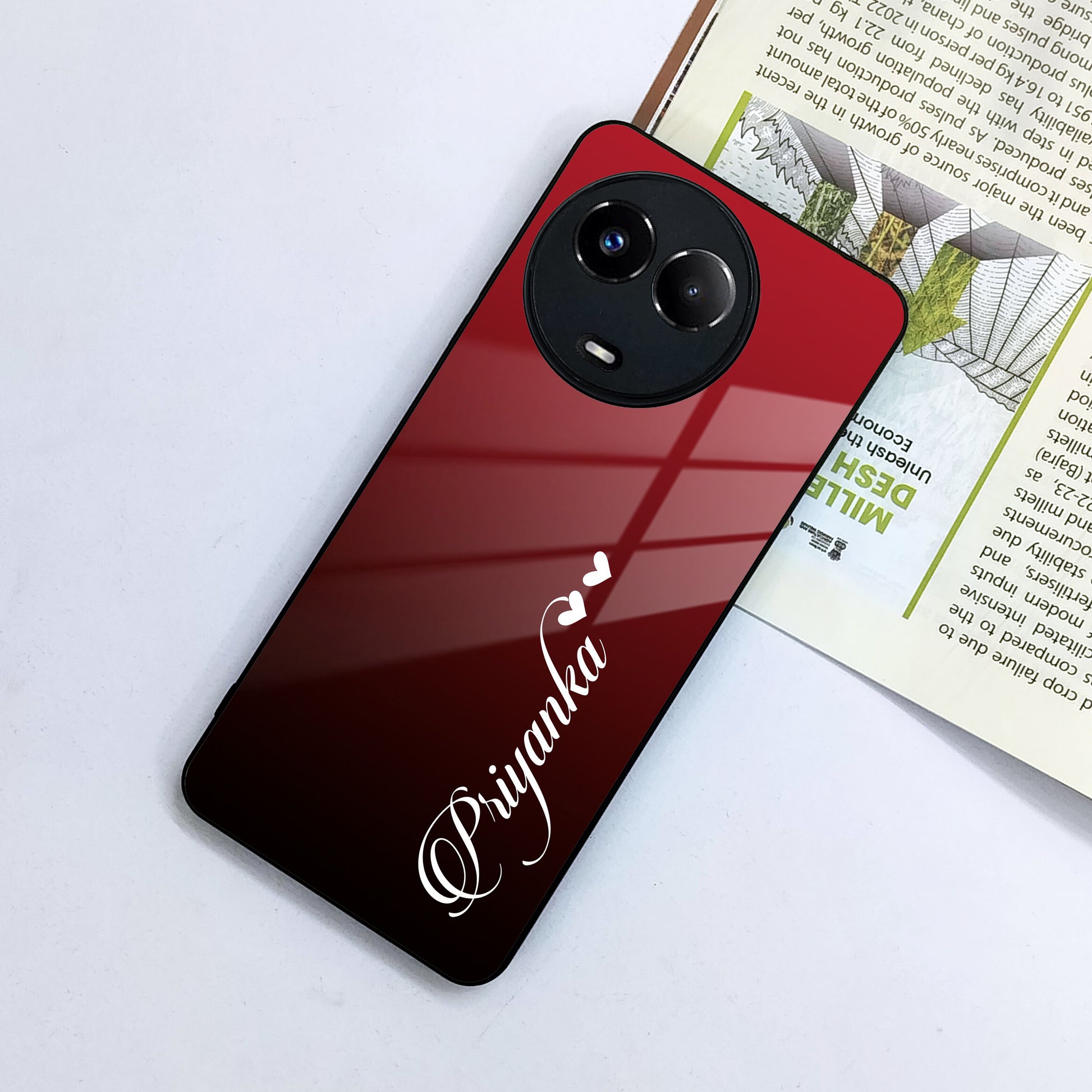 Customize Name Gradient Glass Case Cover Red Wine For Realme/Narzo ShopOnCliQ