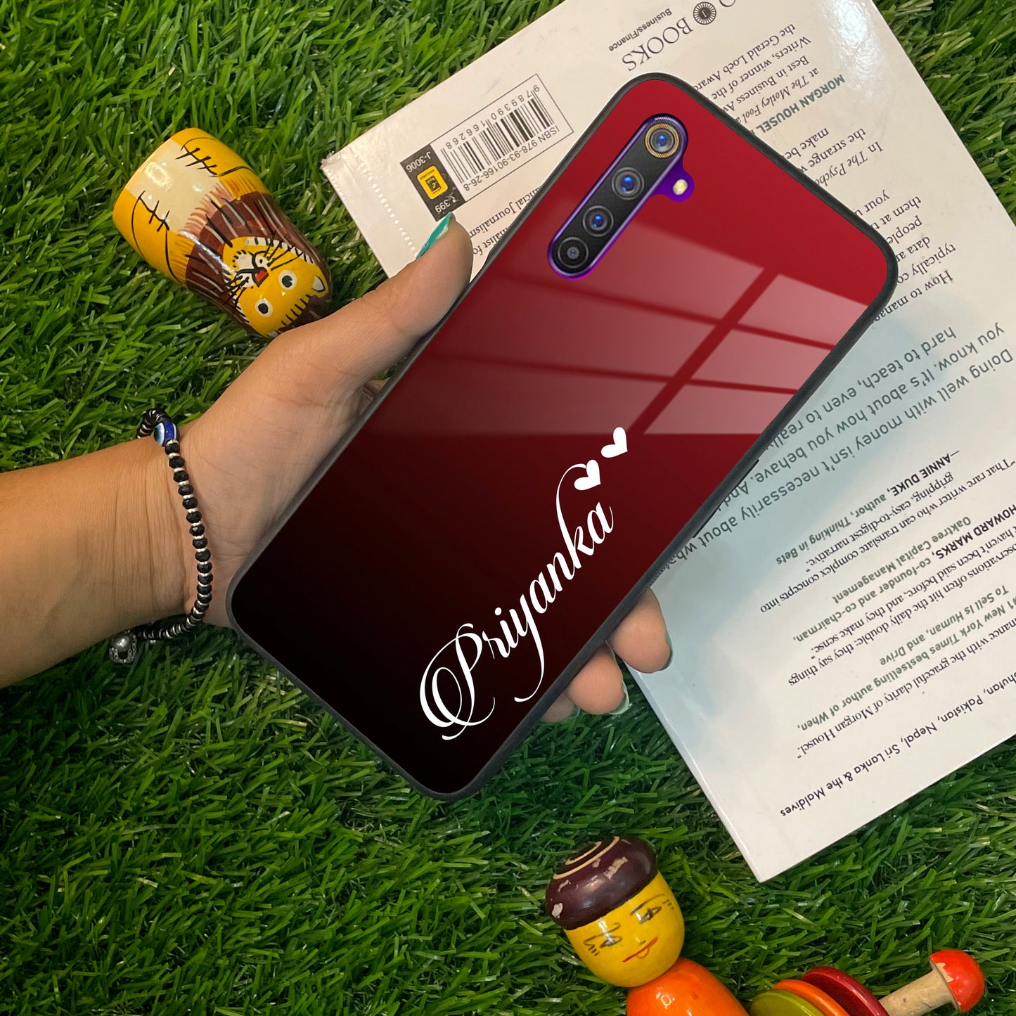 Customize Name Gradient Glass Case Cover Red Wine For Realme/Narzo ShopOnCliQ