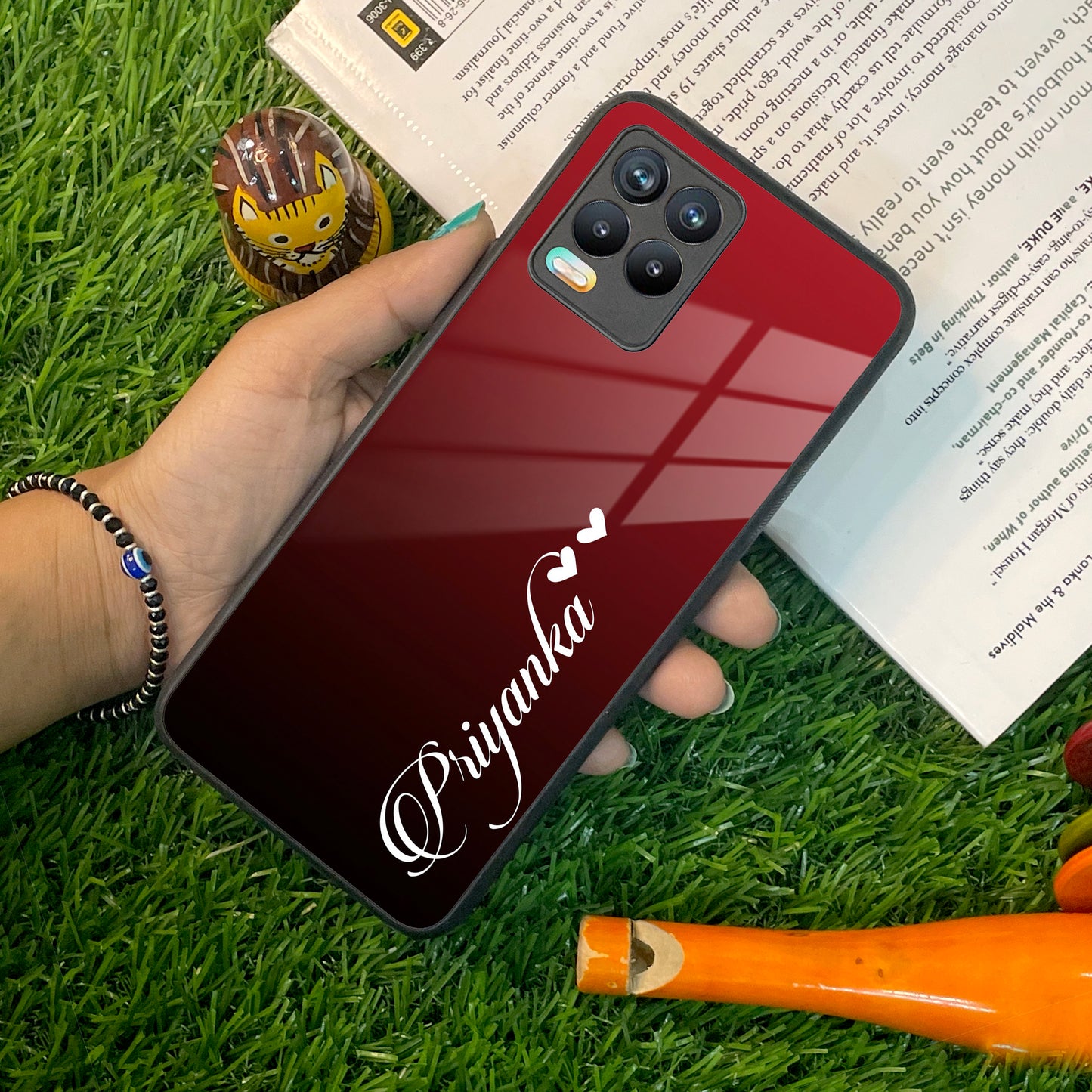 Customize Name Gradient Glass Case Cover Red Wine For Realme/Narzo ShopOnCliQ