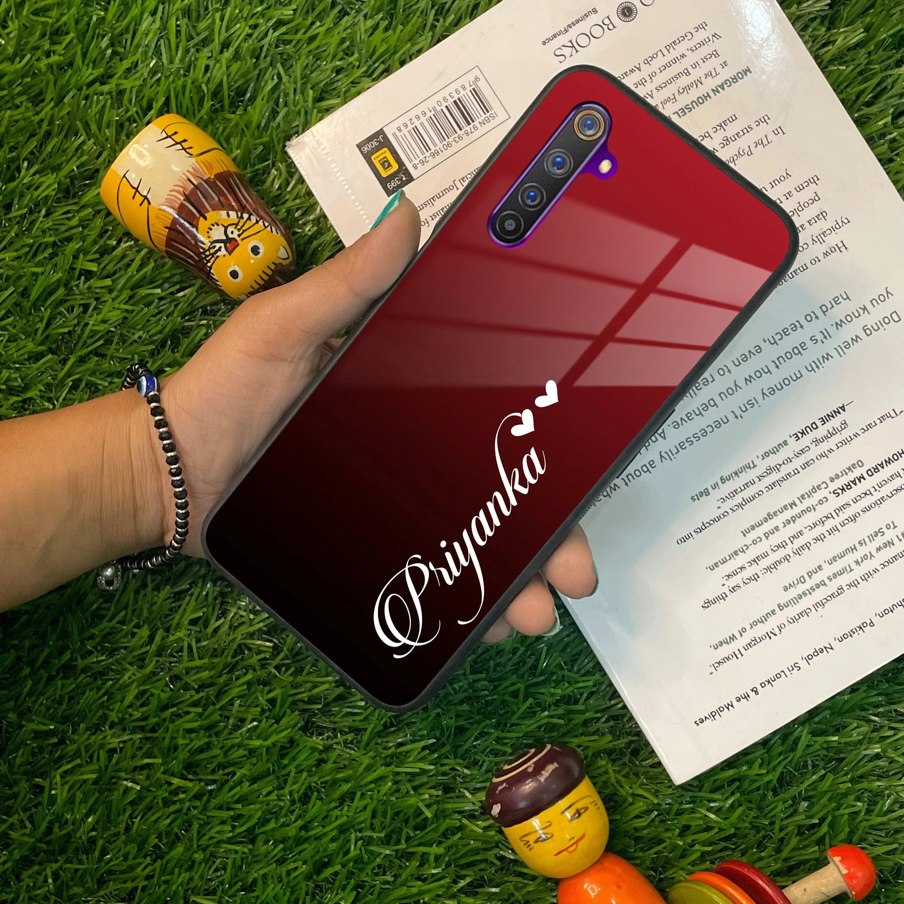 Customize Name Gradient Glass Case Cover Red Wine For Realme/Narzo - ShopOnCliQ