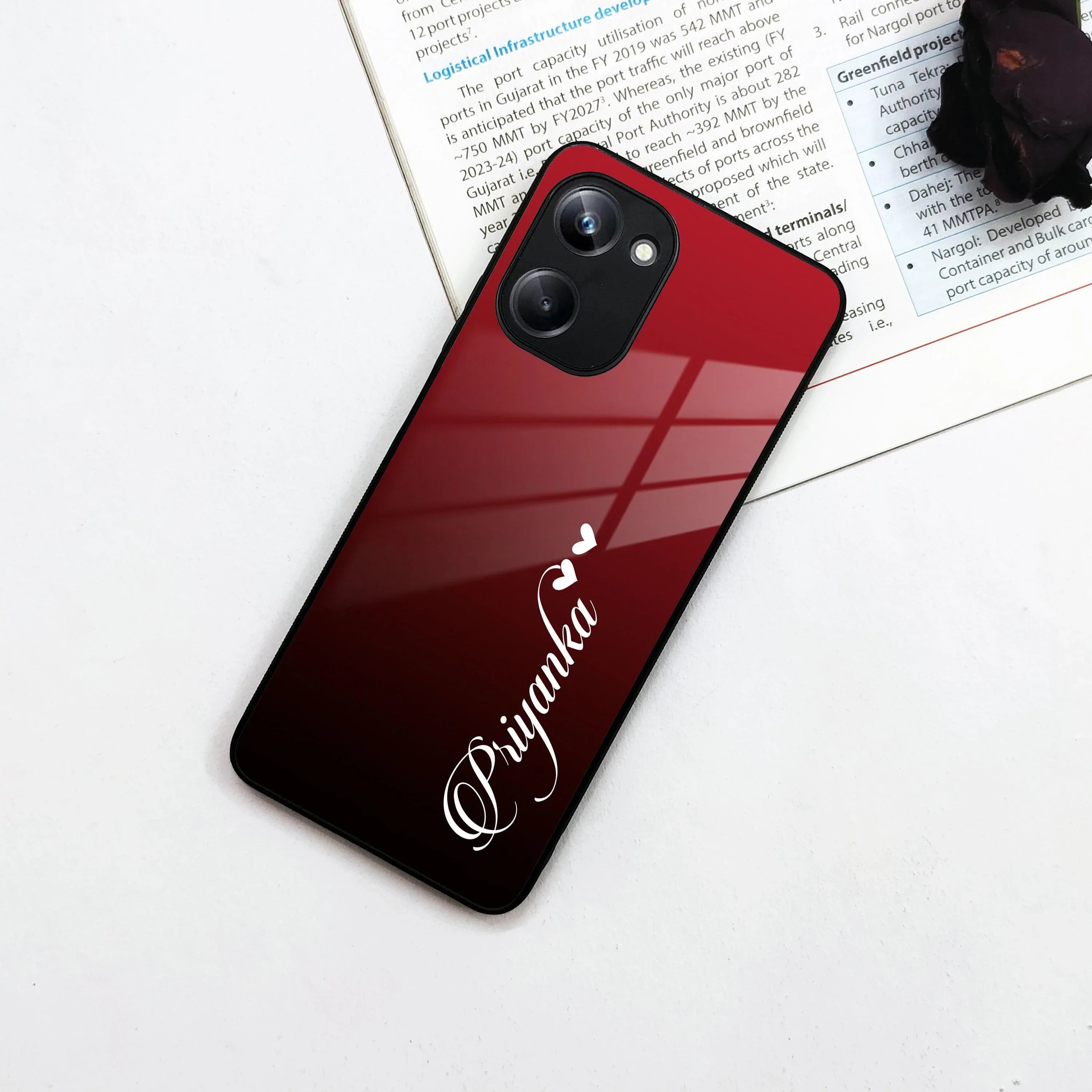 Customize Name Gradient Glass Case Cover Red Wine For Realme/Narzo - ShopOnCliQ