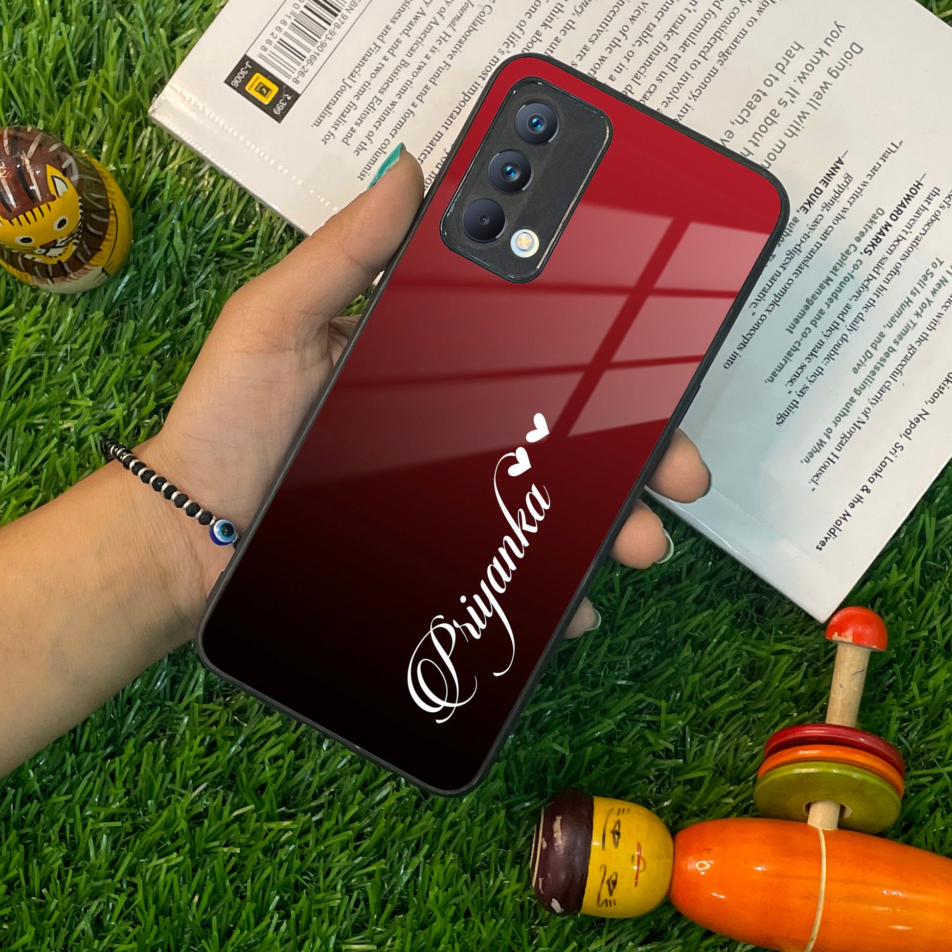 Customize Name Gradient Glass Case Cover Red Wine For Realme/Narzo ShopOnCliQ