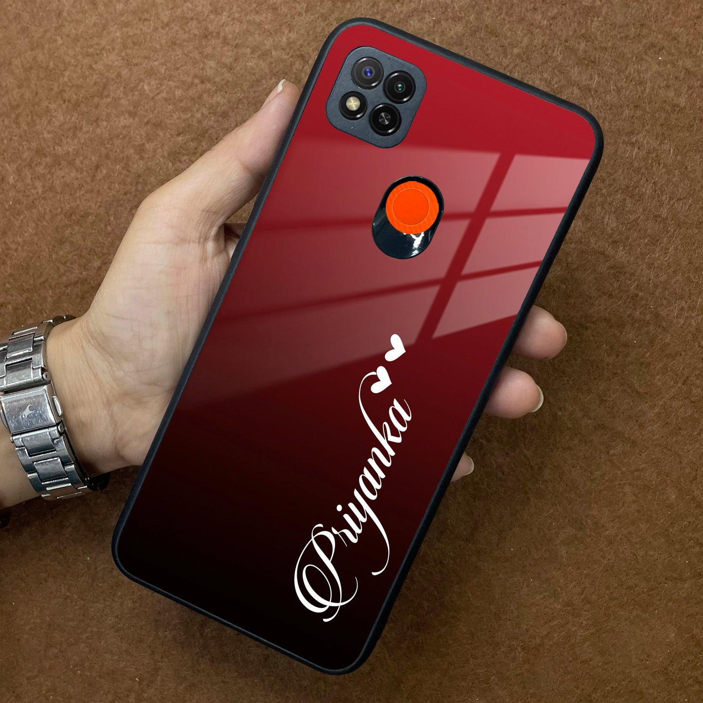 Customize Name Gradient Glass Case Cover Red Wine For Redmi/Xiaomi