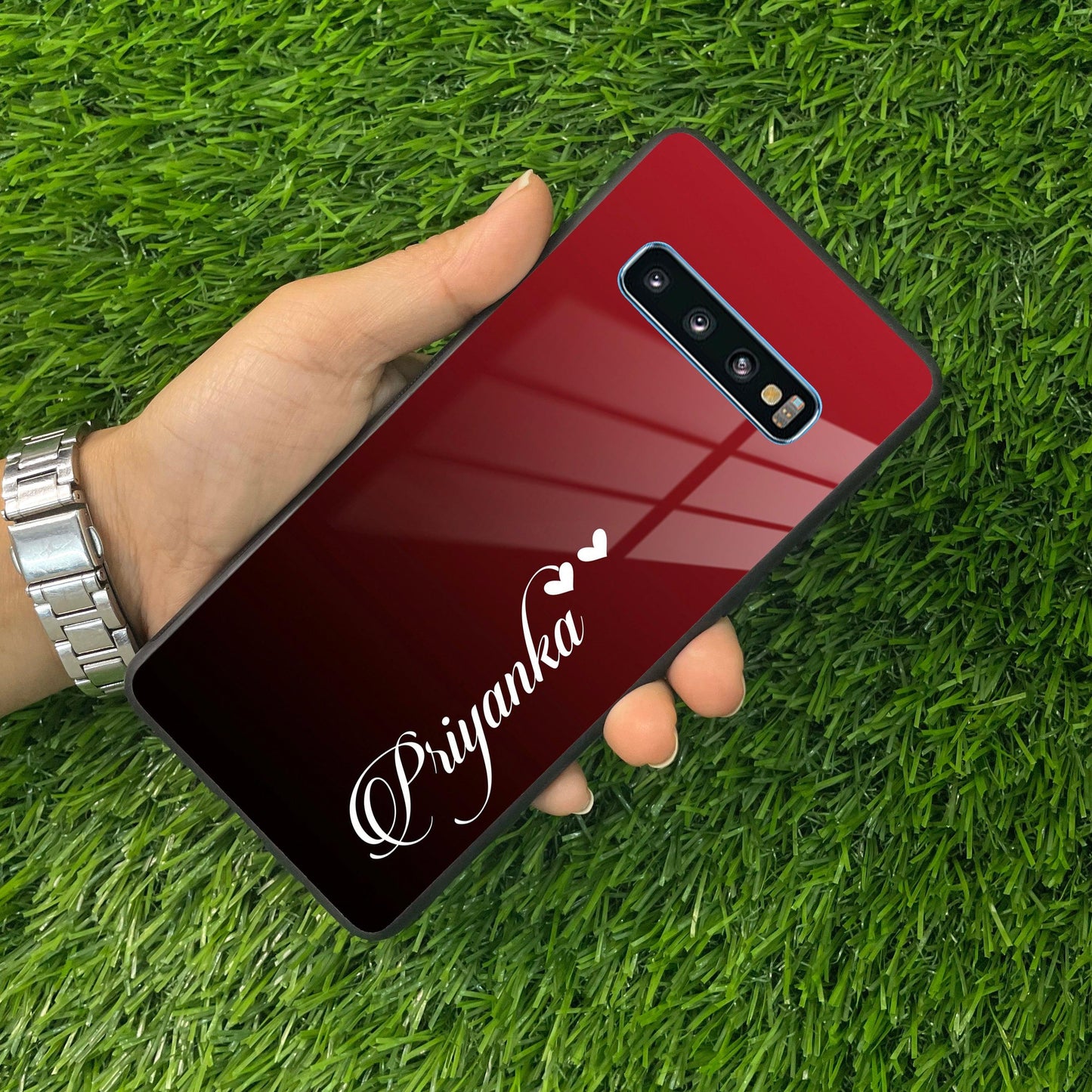 Customize Name Gradient Glass Case Cover Red Wine For Samsung