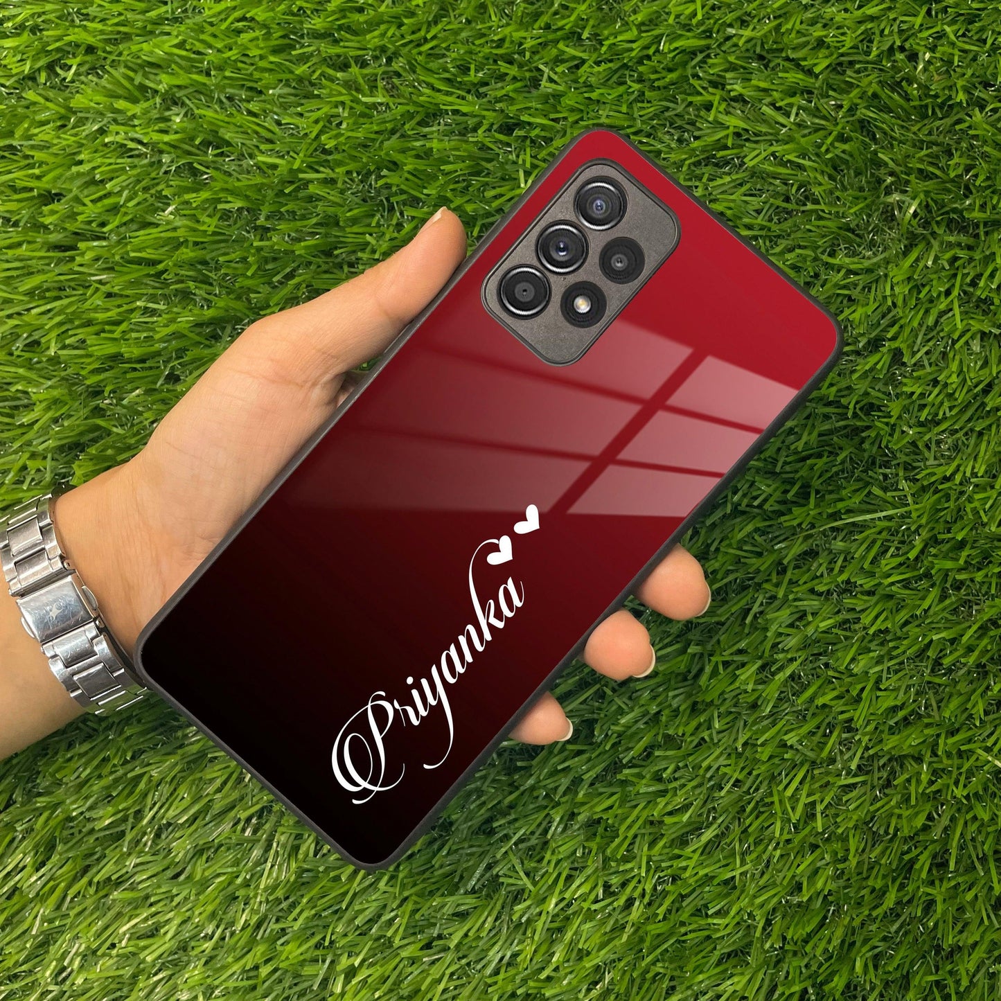 Customize Name Gradient Glass Case Cover Red Wine For Samsung