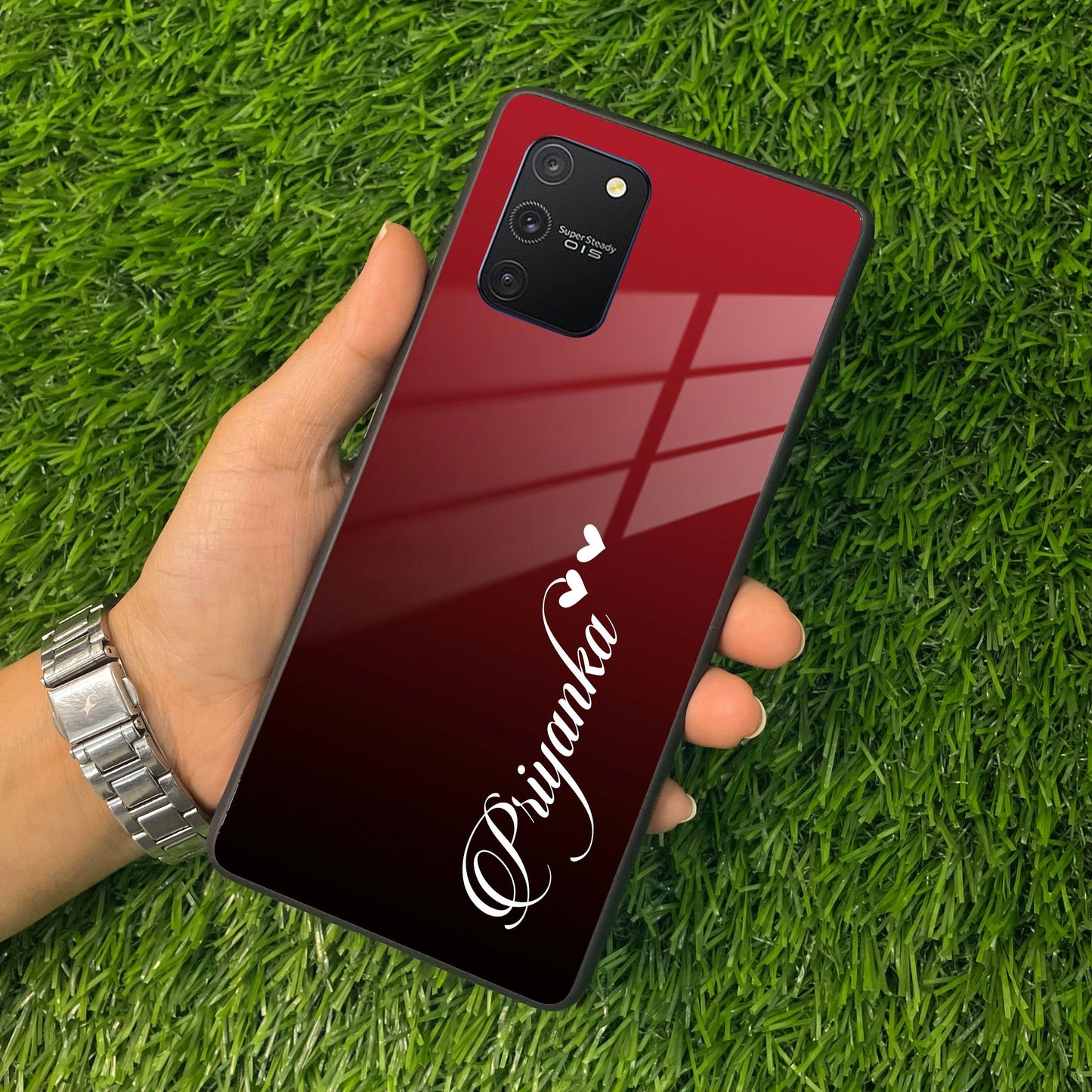 Customize Name Gradient Glass Case Cover Red Wine For Samsung