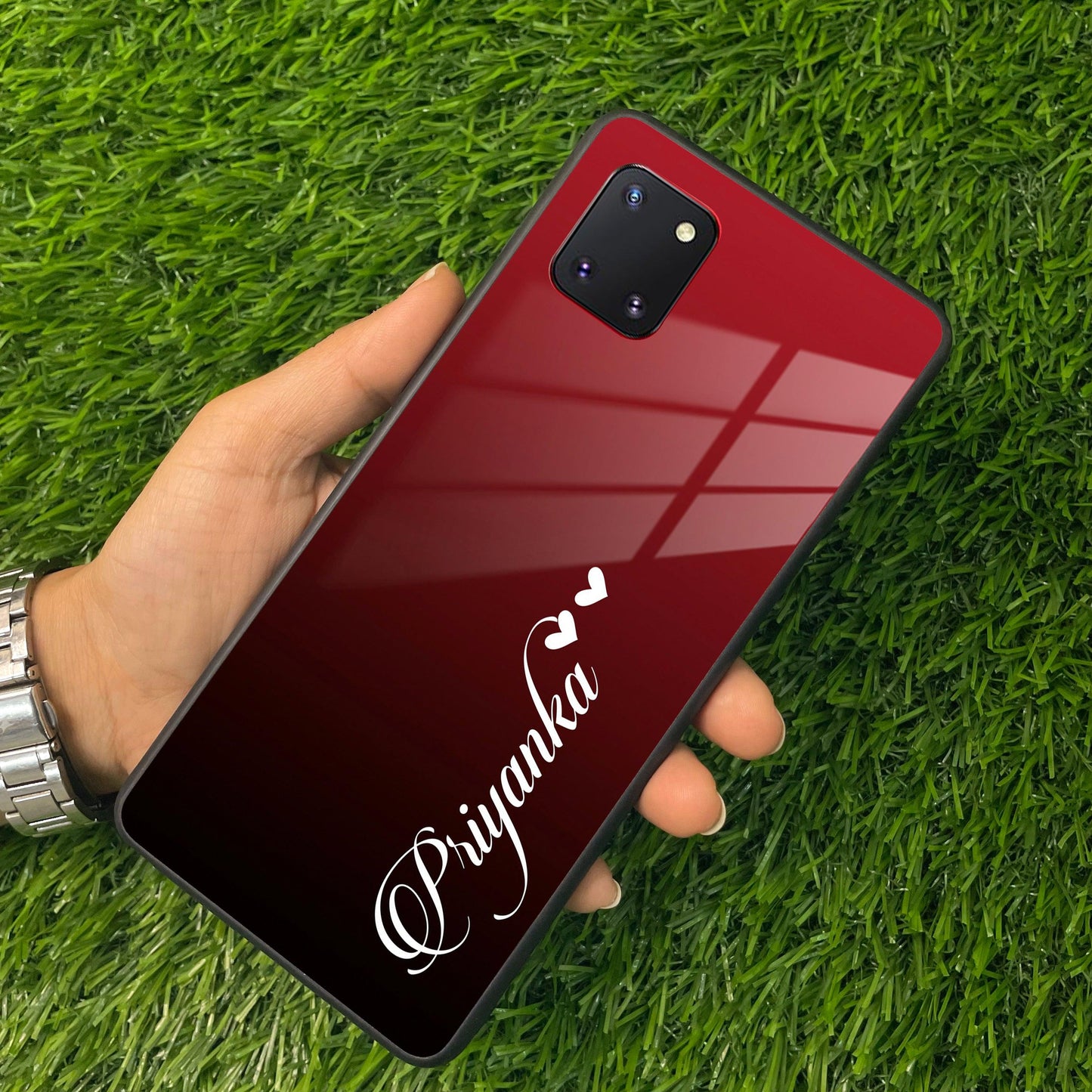 Customize Name Gradient Glass Case Cover Red Wine For Samsung