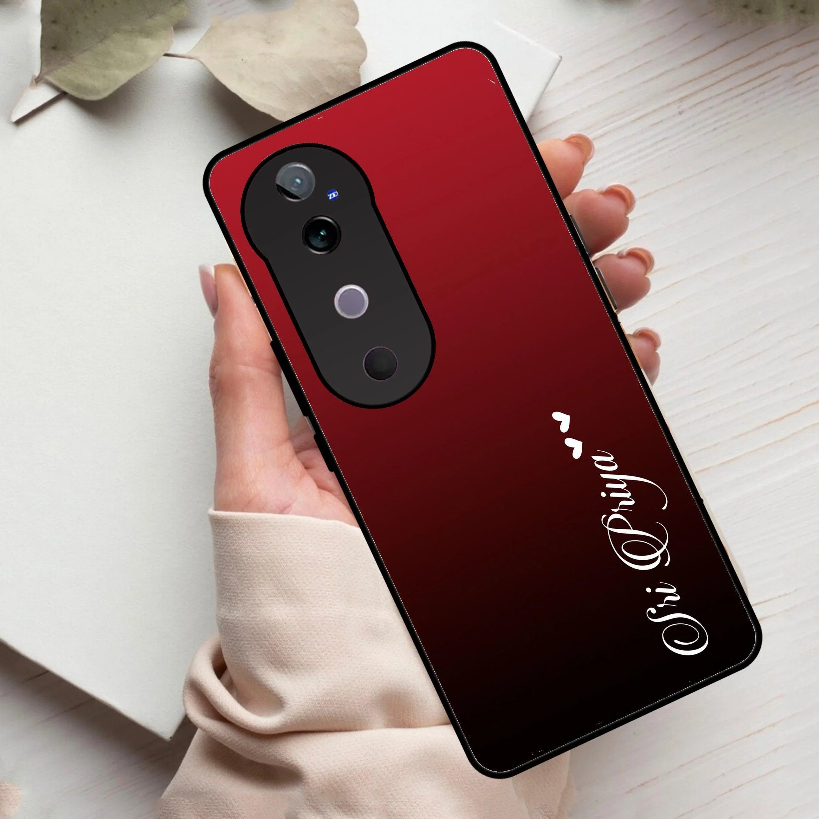 Customize Name Gradient Glass Case Cover Red Wine For Vivo - ShopOnCliQ