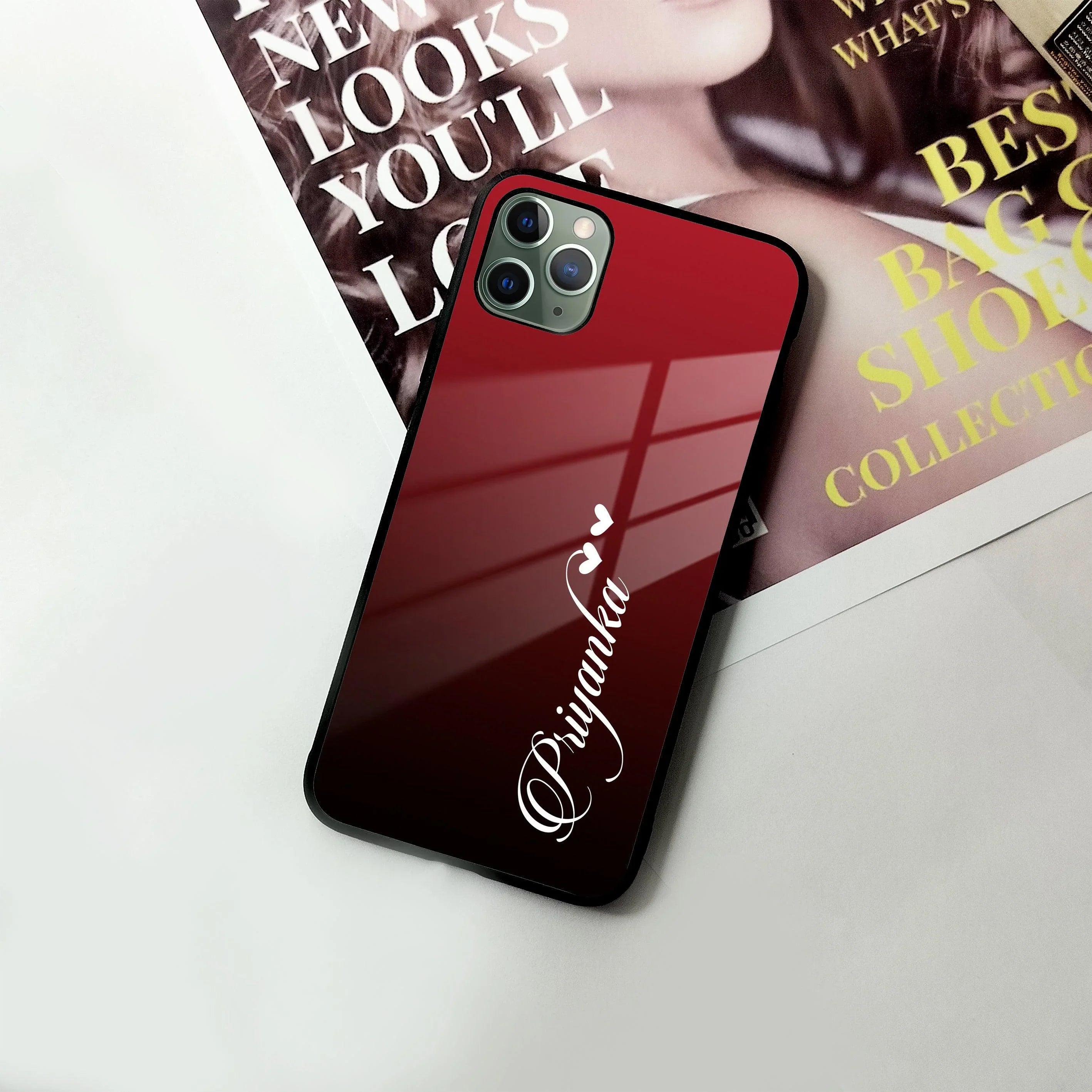 Customize Name Gradient Glass Case Cover Red Wine For iPhone - ShopOnCliQ