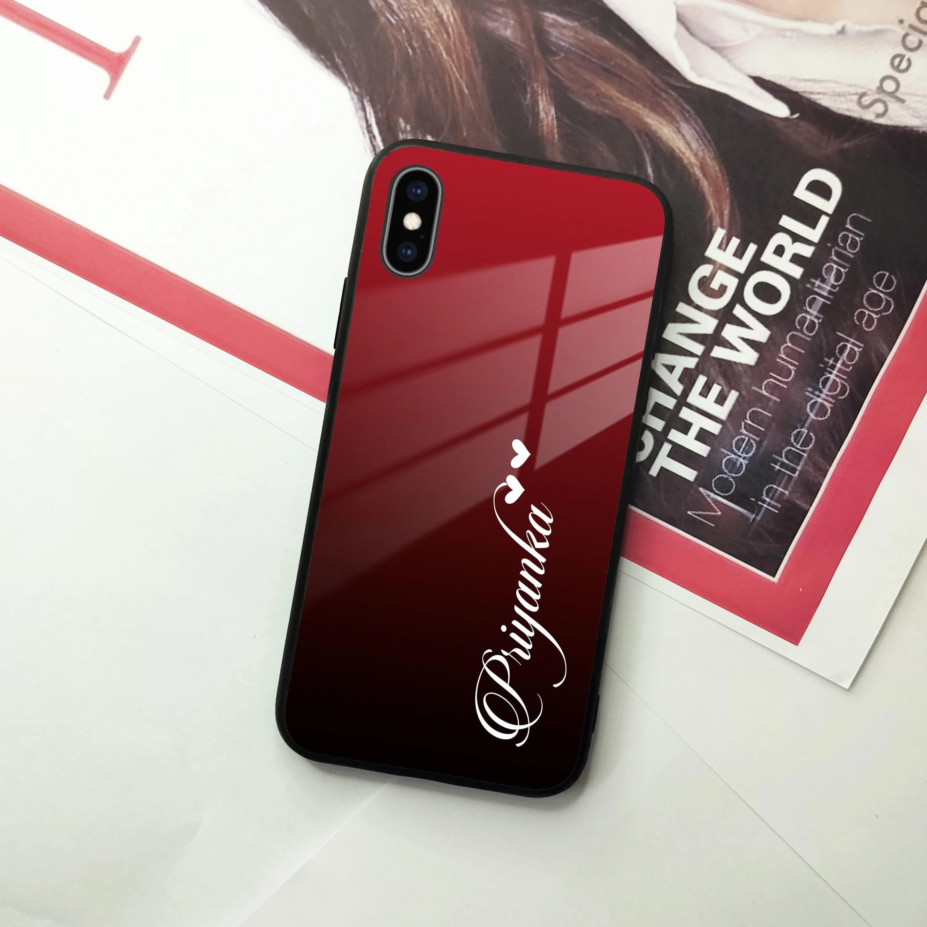 Customize Name Gradient Glass Case Cover Red Wine For iPhone - ShopOnCliQ