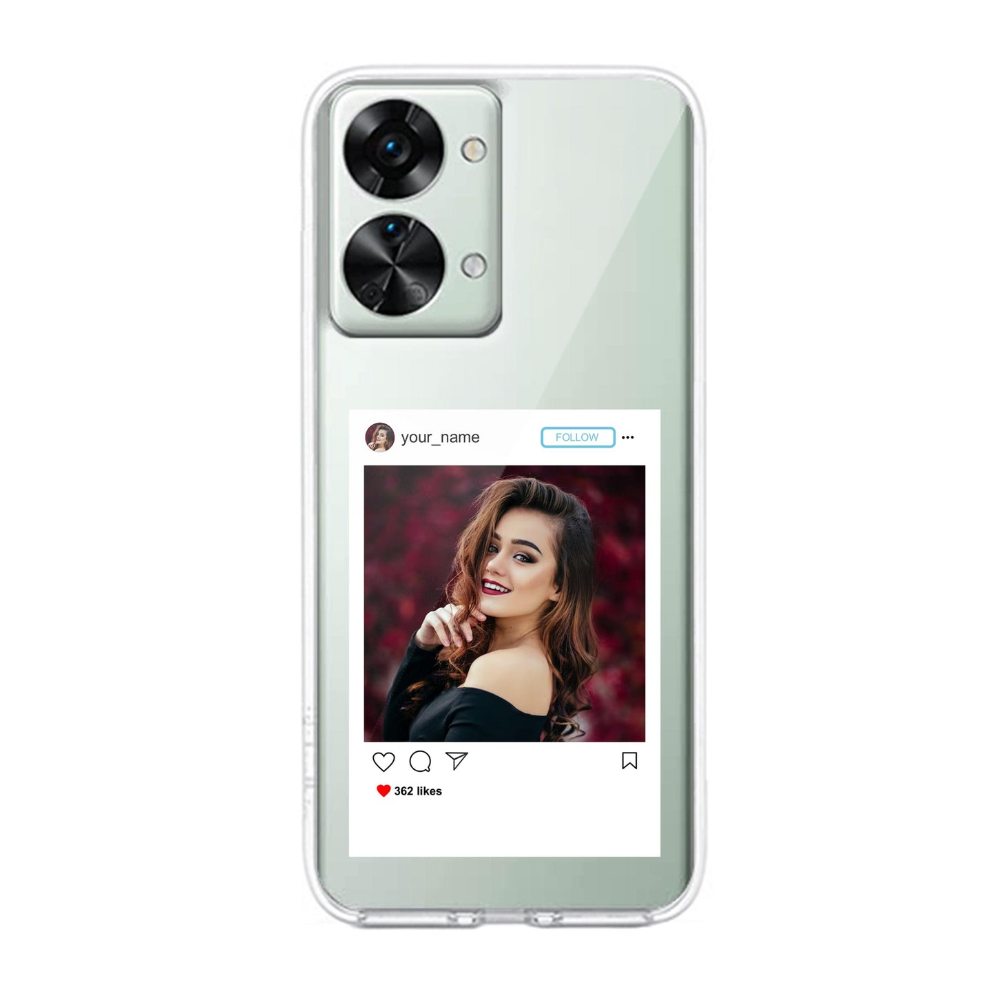 Customize Photo With Name Transparent Silicon Case For OnePlus