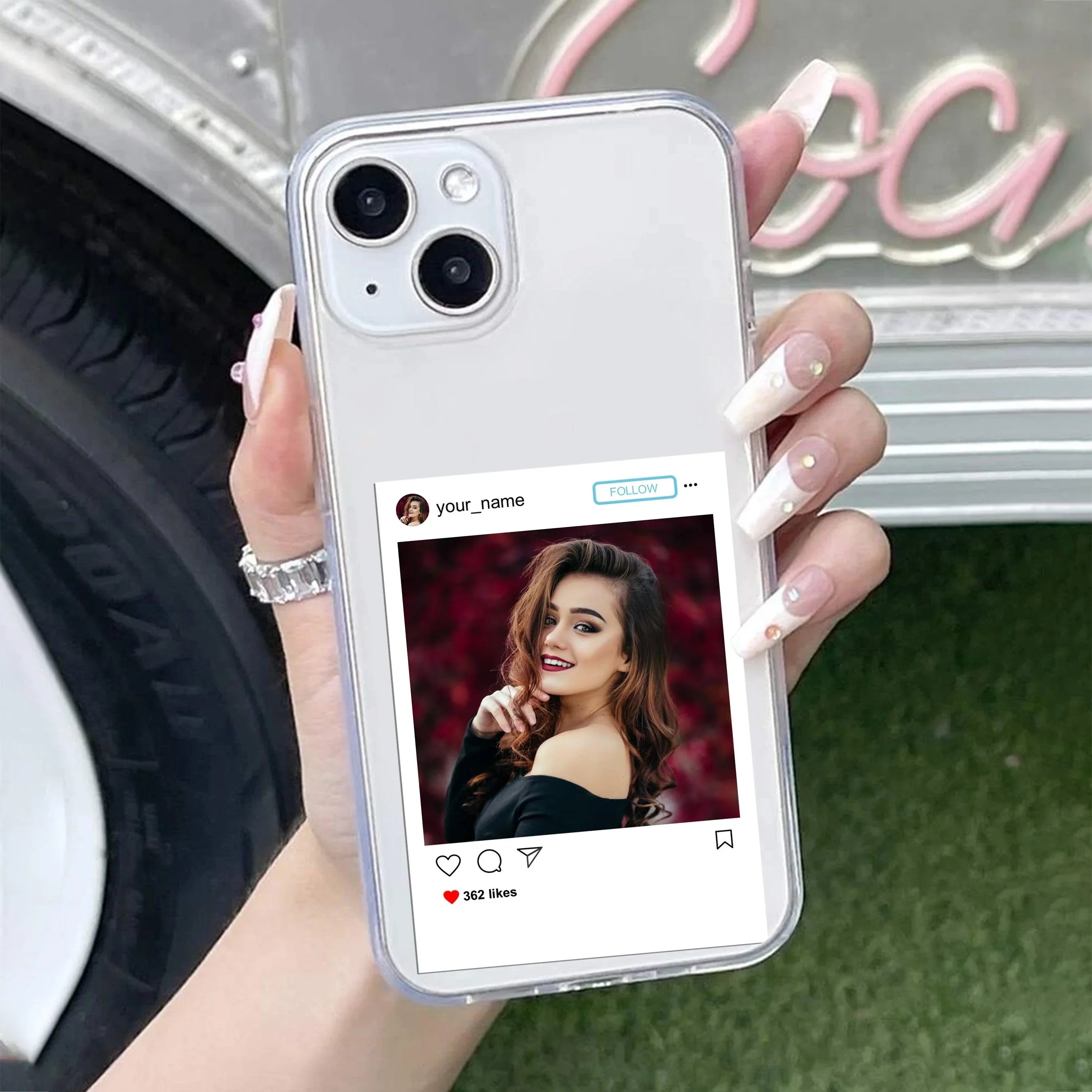 Customize Photo With Name  Transparent Silicon Case For iPhone 13 Mini
