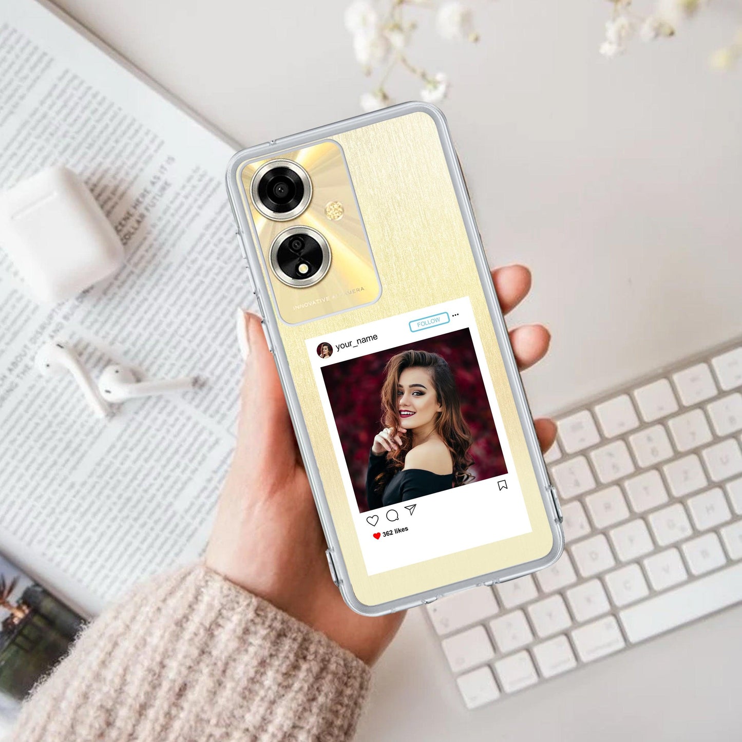 Customize Photo With Name Transparent Silicon Case For Oppo