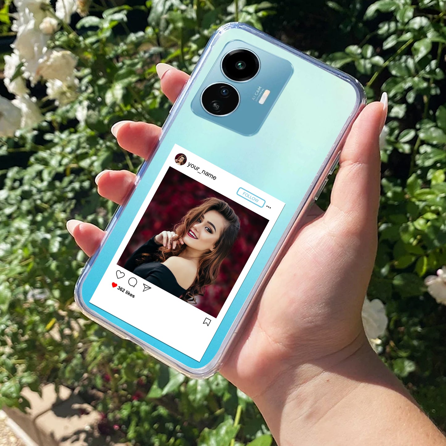 Customize Photo With Name Transparent Silicon Case For iQOO ShopOnCliQ