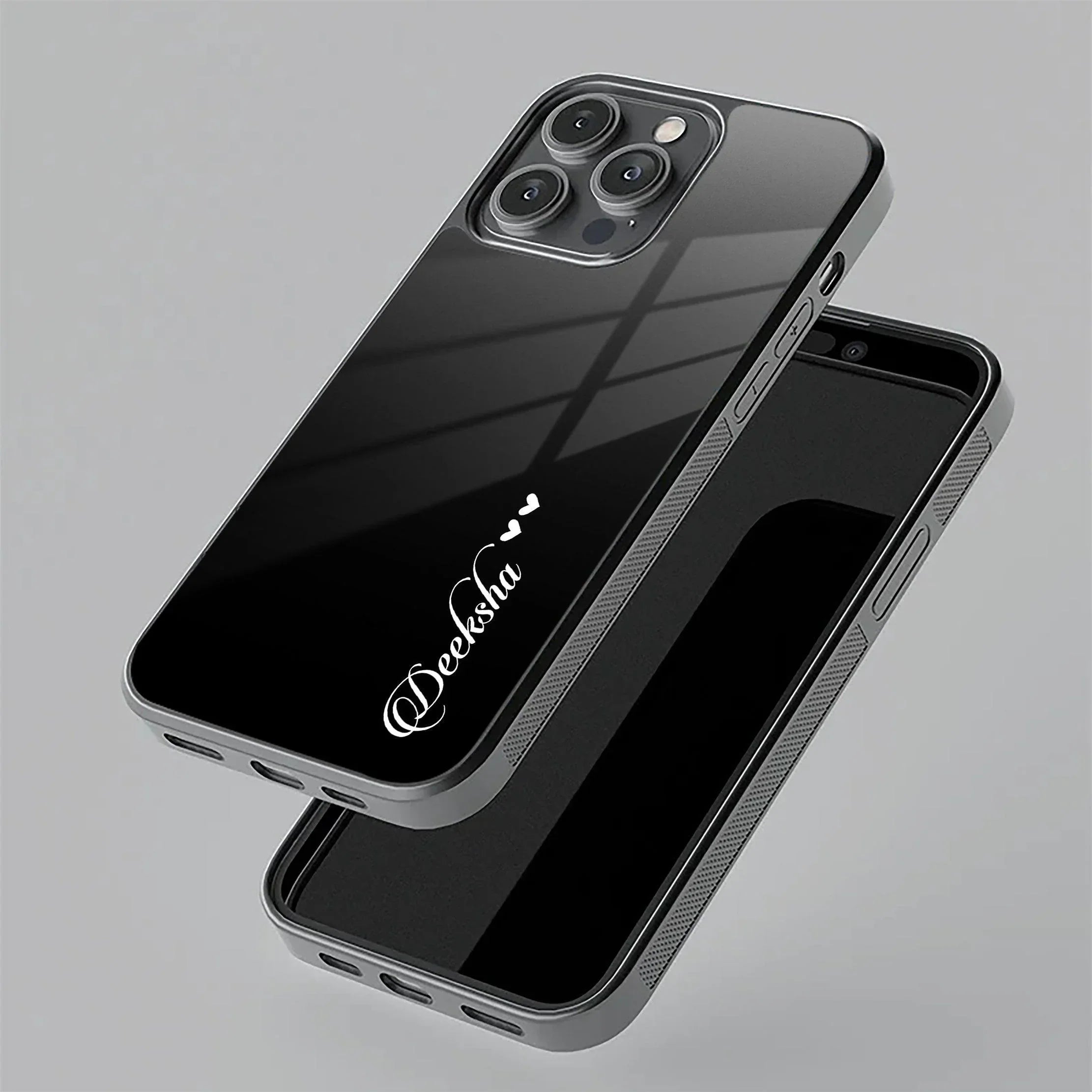 Customize Name Gradient Glass Case Cover Black For iQOO - ShopOnCliQ