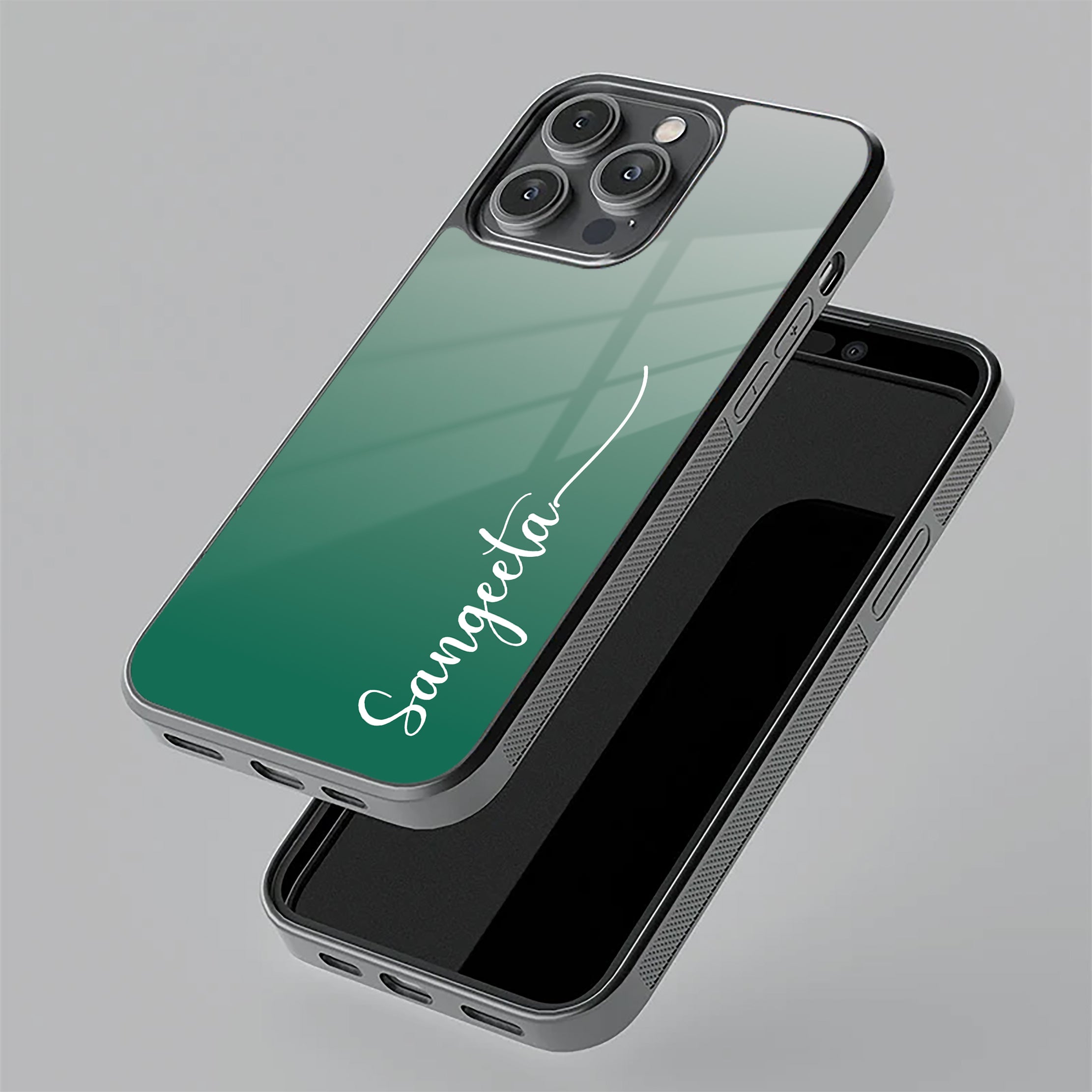 Customize Name Gradient Glass Case Cover Green For Xiaomi 14 Ultra