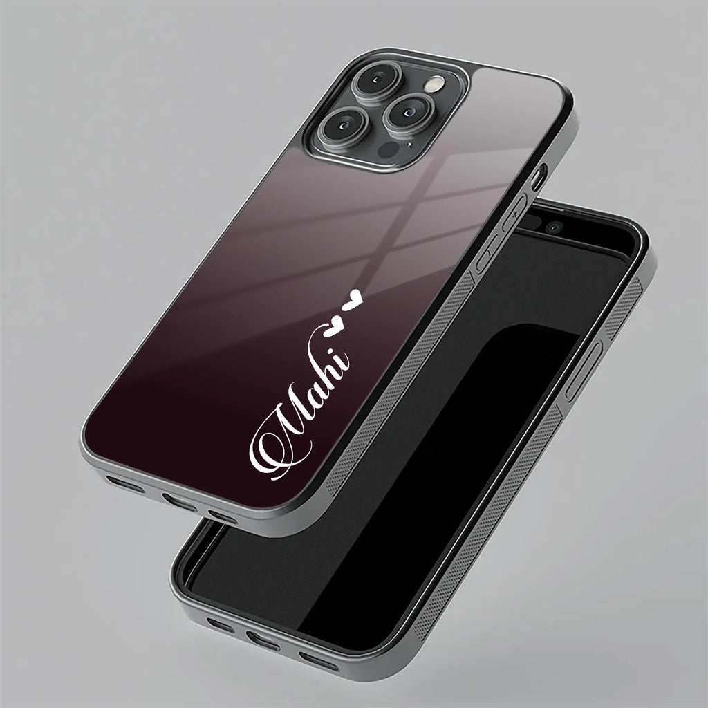 Customize Name Gradient Glass Case Cover Grey For iPhone - ShopOnCliQ