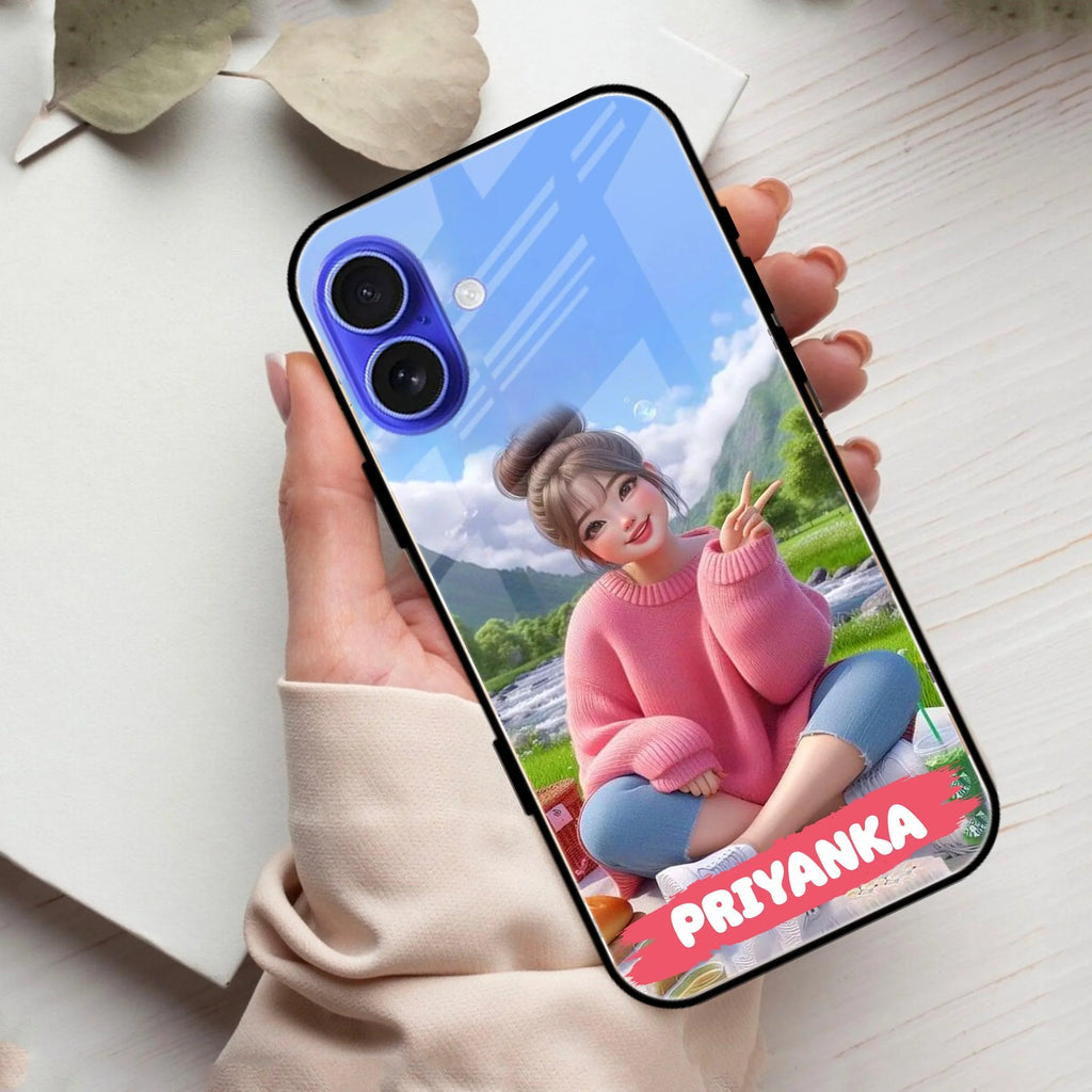 Cute Girl Glossy Metal Case Cover For iPhone - ShopOnCliQ