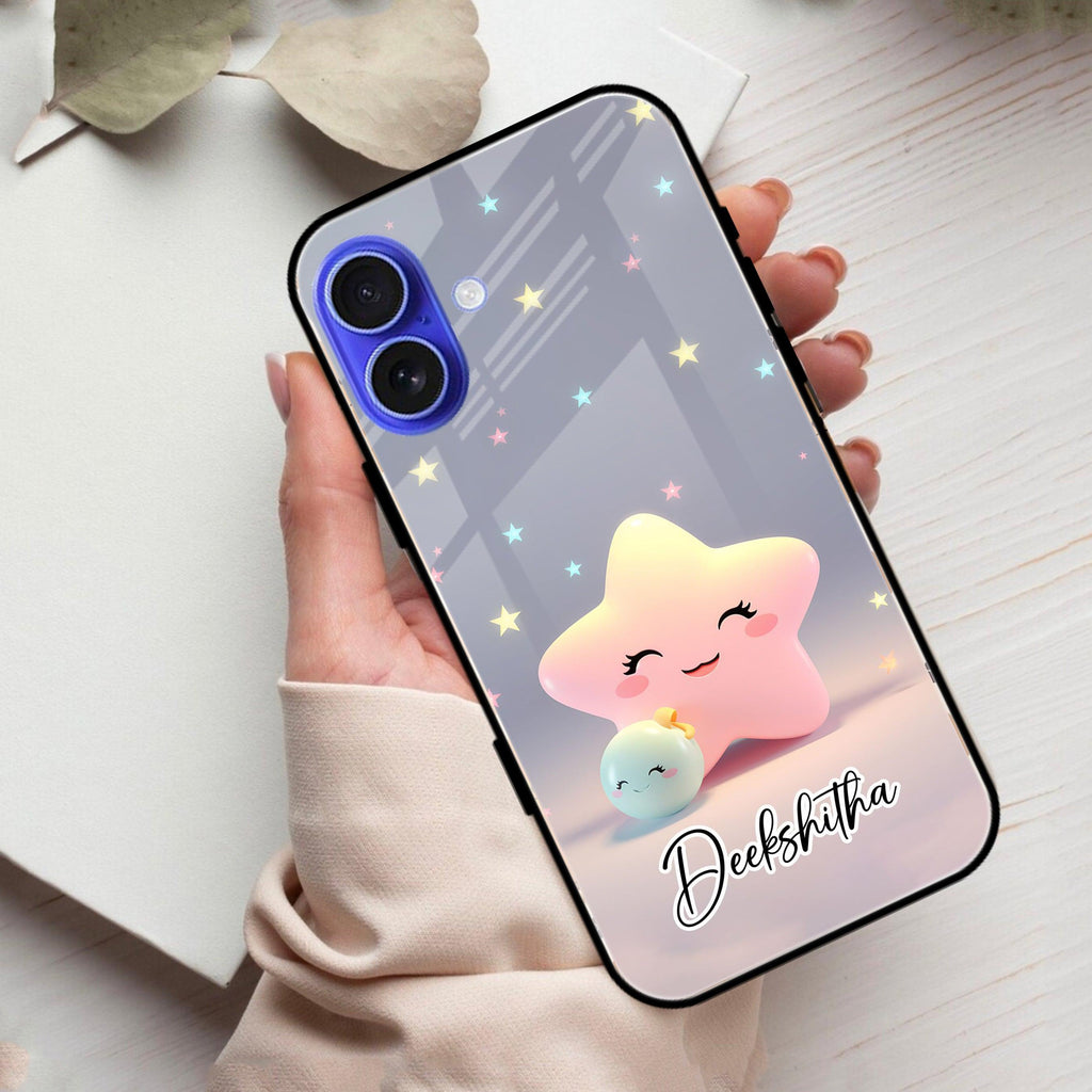 Pink Star Glossy Metal Case Cover For iPhone - ShopOnCliQ