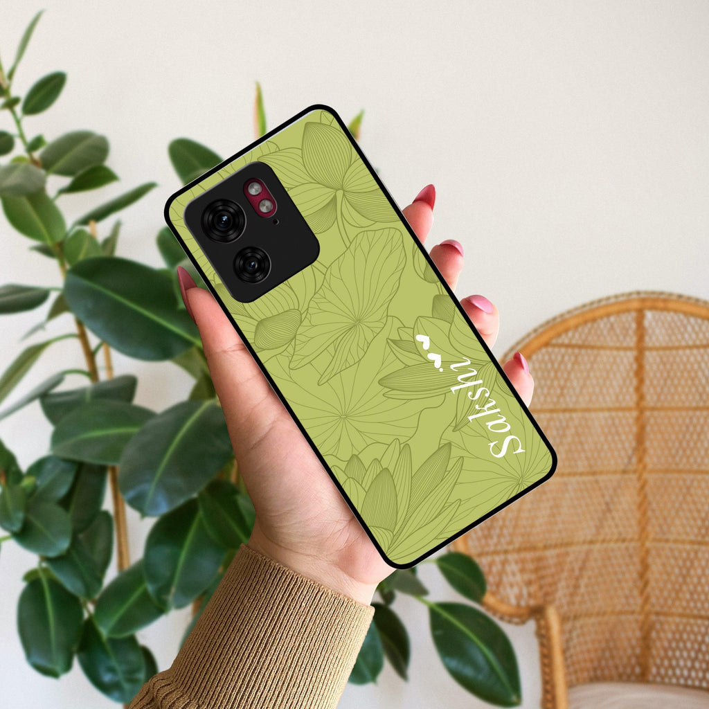 Customized luxury Mint Green leaves Glossy Metal Case Cover For Motorola - ShopOnCliQ