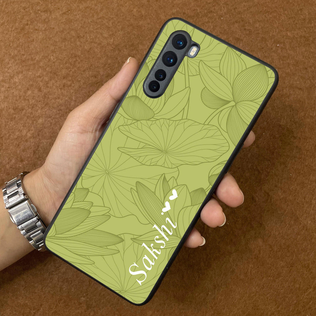 Customized luxury Mint Green leaves Glossy Metal Case Cover For OnePlus - ShopOnCliQ
