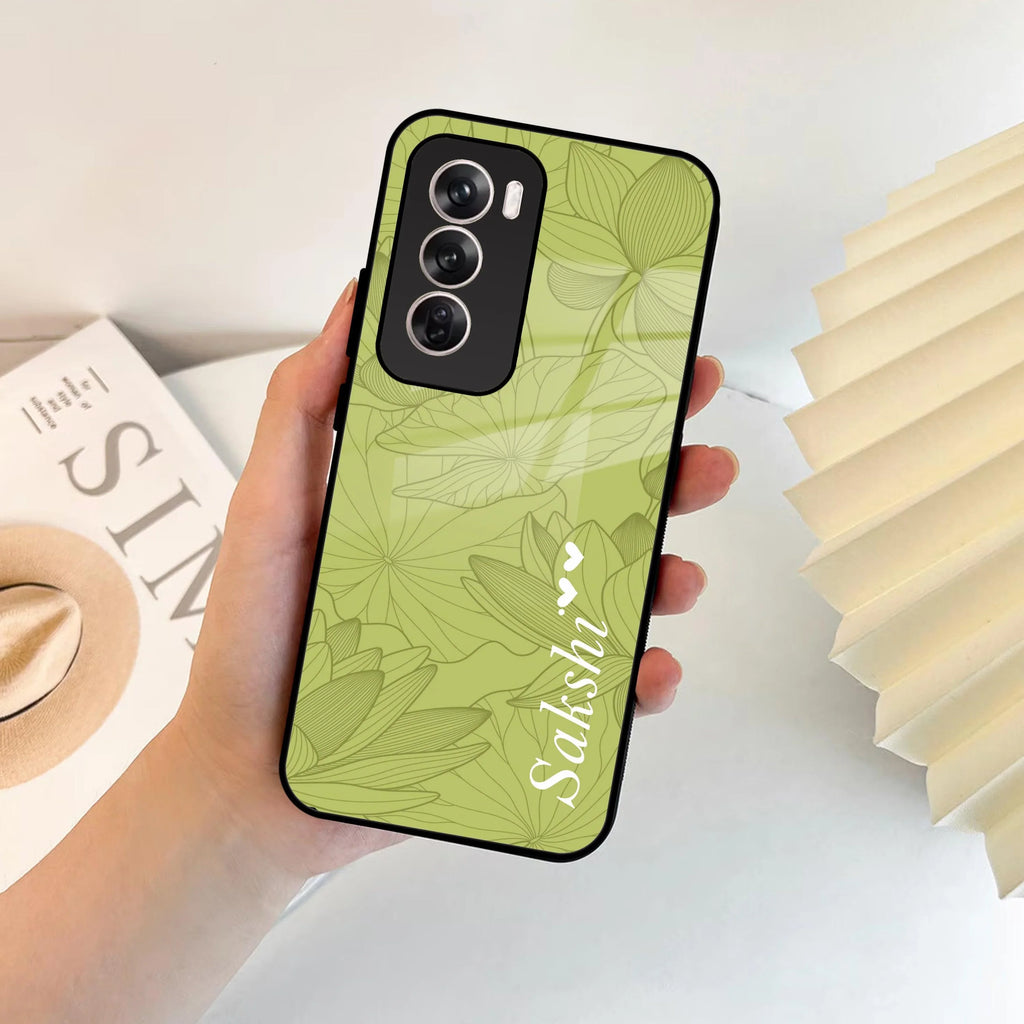 Customized luxury Mint Green leaves Glossy Metal Case Cover For Oppo - ShopOnCliQ