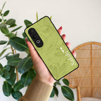 Customized luxury Mint Green leaves Glossy Metal Case Cover For Oppo - ShopOnCliQ