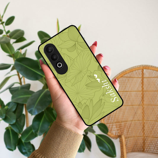 Customized luxury Mint Green leaves Glossy Metal Case Cover For Oppo ShopOnCliQ