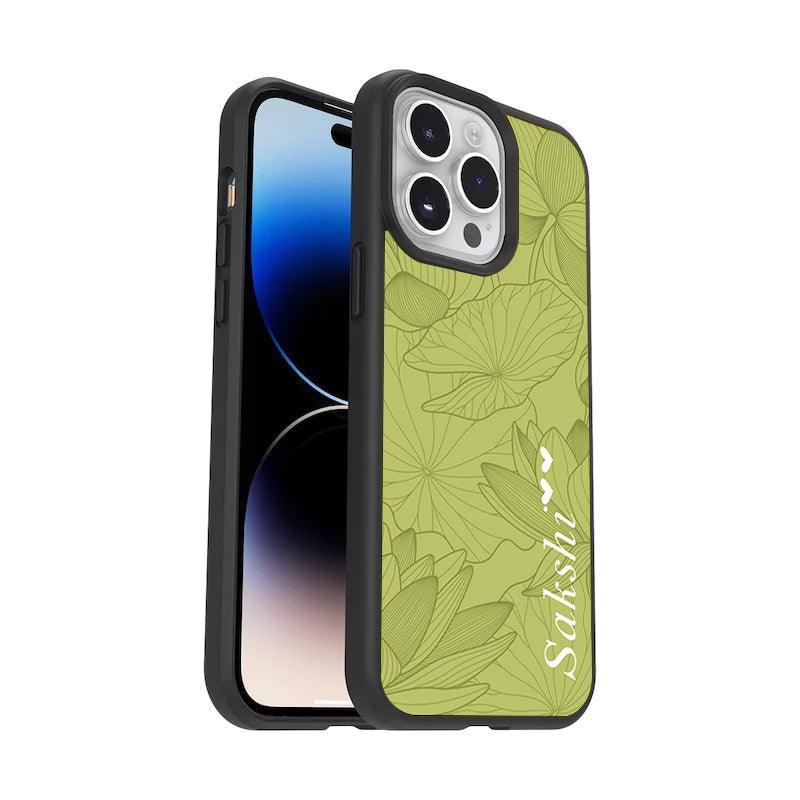 Customized luxury Mint Green leaves Glossy Metal Case Cover For Oppo - ShopOnCliQ