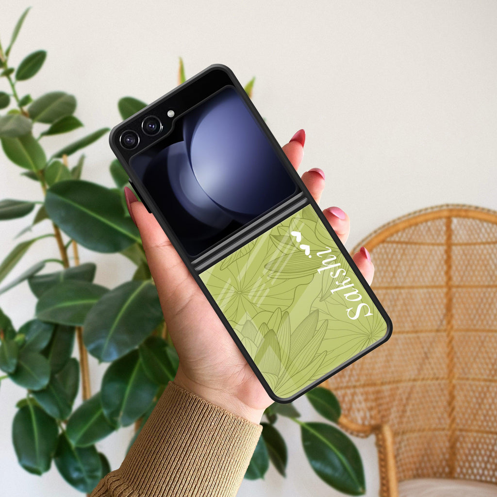 Customized luxury Mint Green leaves Glossy Metal Case Cover For Samsung - ShopOnCliQ