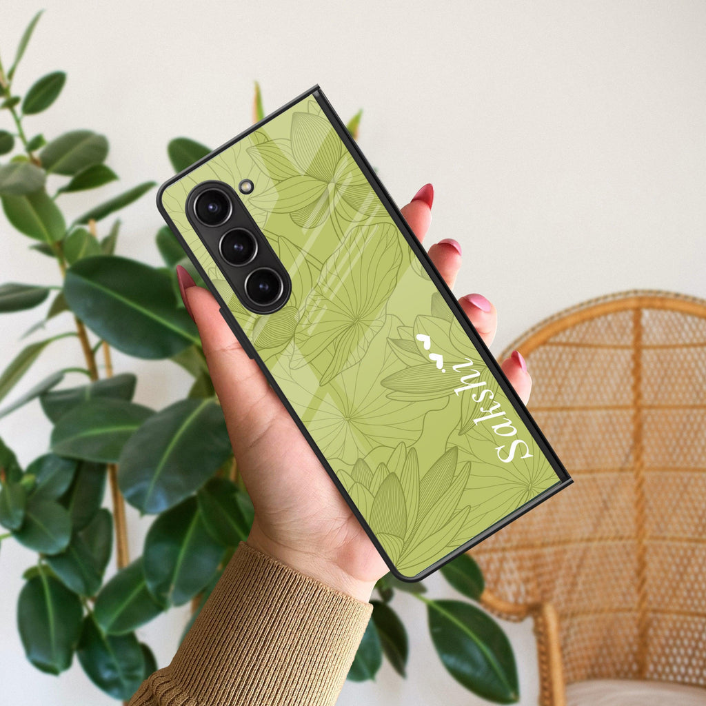 Customized luxury Mint Green leaves Glossy Metal Case Cover For Samsung - ShopOnCliQ