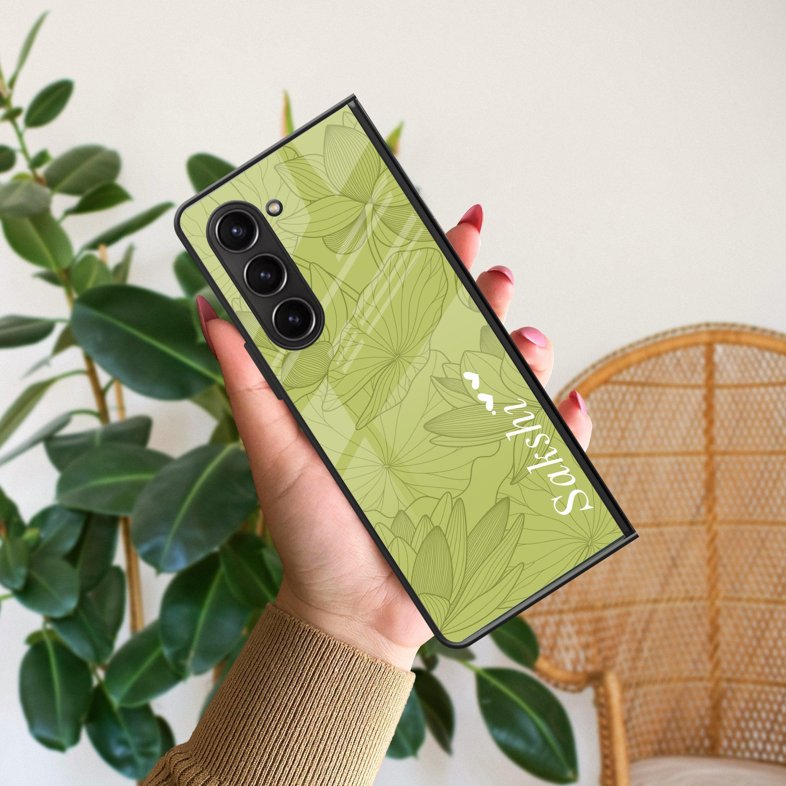 Customized luxury Mint Green leaves Glossy Metal Case Cover For Samsung - ShopOnCliQ